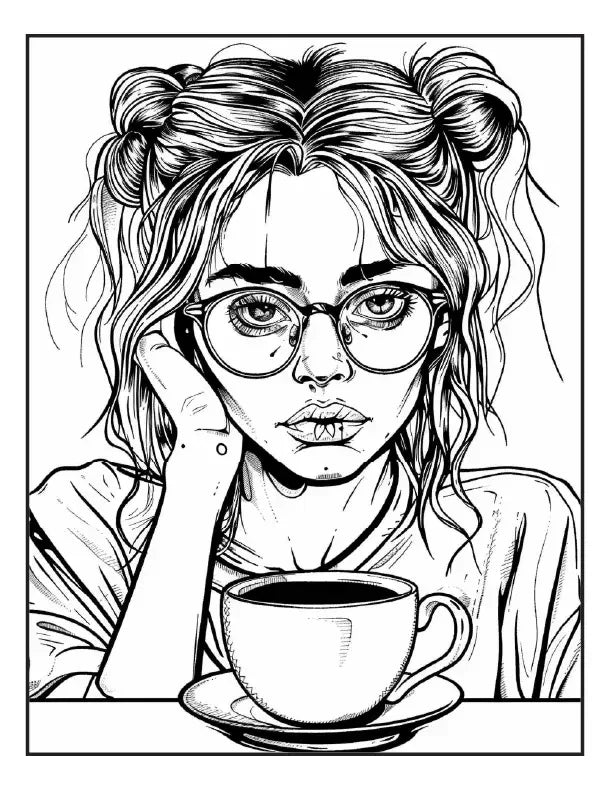 200 Coffee Girls Coloring Pages for Adults-Robs Books