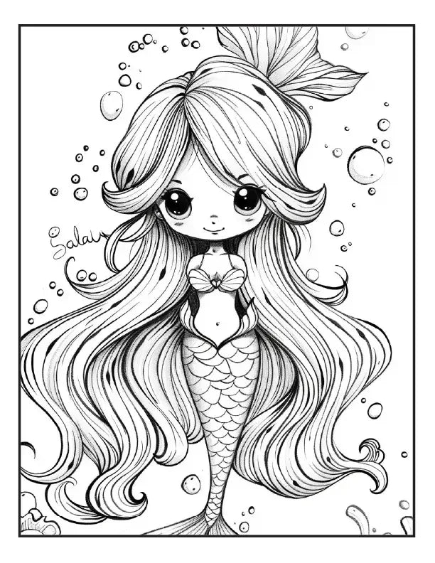 200 Mermaid Chibi Girls Coloring Pages for Adults-Robs Books