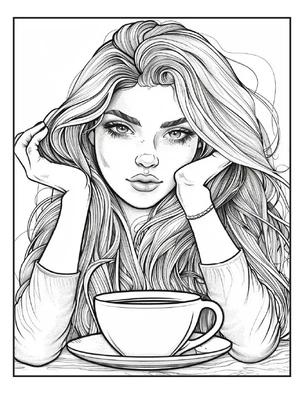 200 Coffee Girls Coloring Pages for Adults-Robs Books