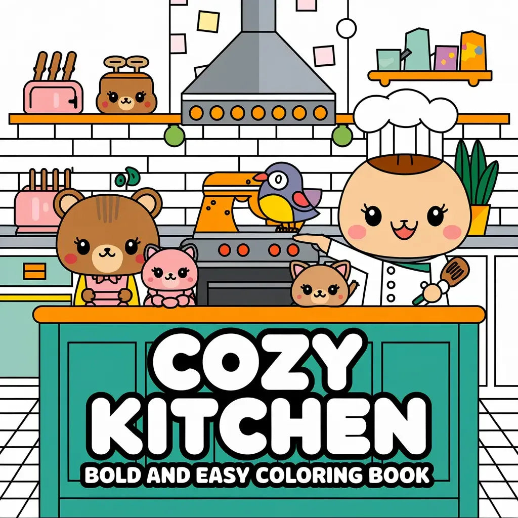 Cozy Kitchen Bold & Easy Coloring Pages-Robs Books