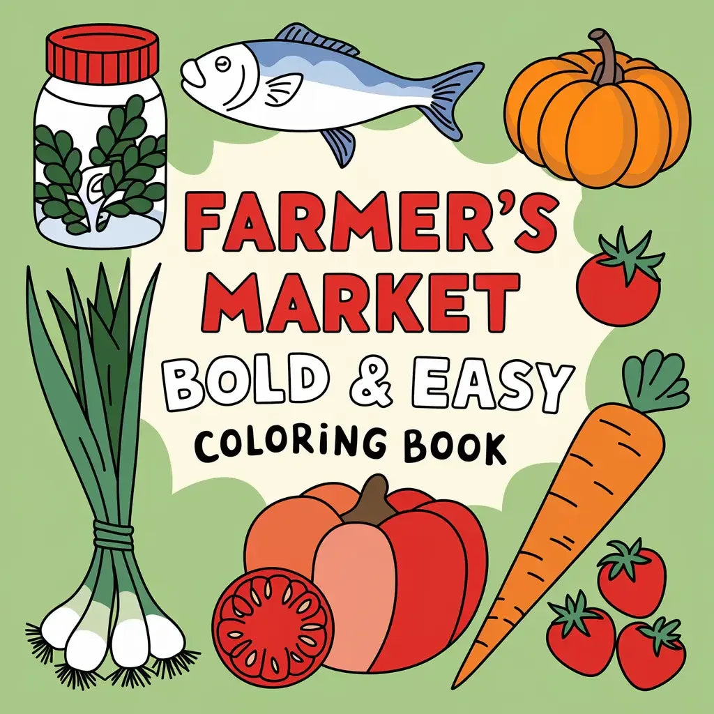 Farmer Market Bold Easy Coloring Pages-Robs Books