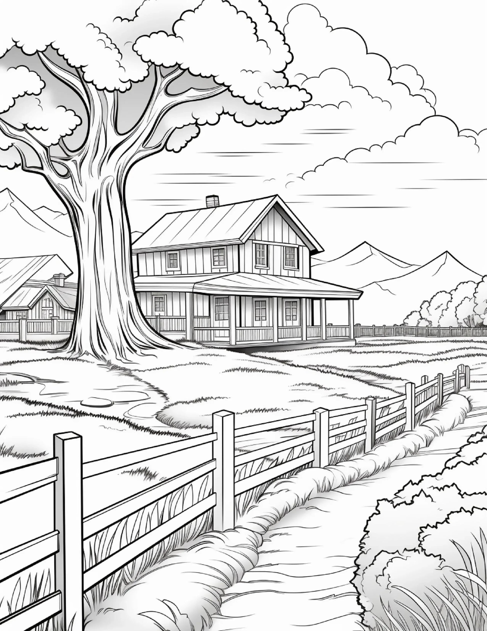 200 Country Farm Coloring Pages for Adults 1-Robs Books