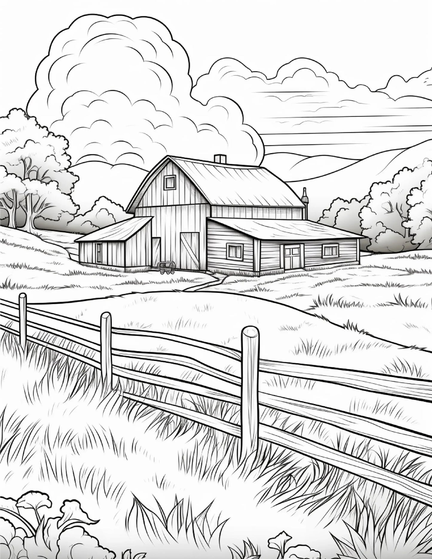 200 Country Farm Coloring Pages for Adults 1-Robs Books