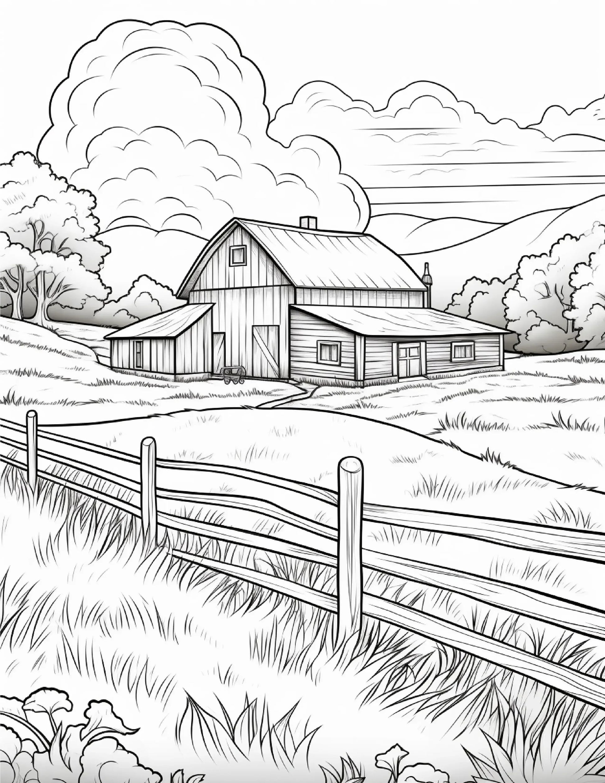 200 Country Farm Coloring Pages for Adults 1-Robs Books