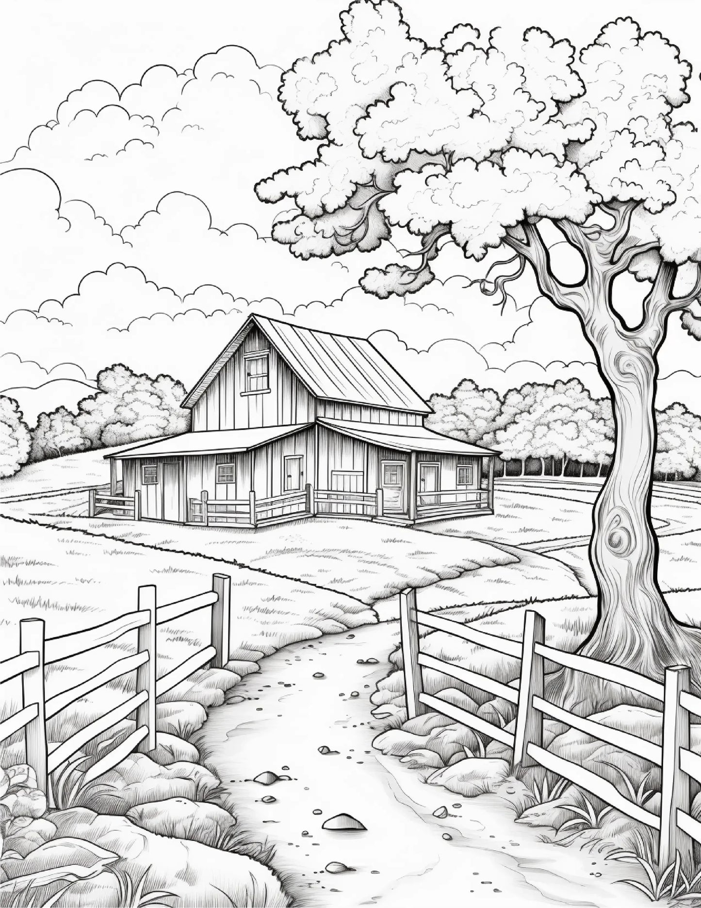 200 Country Farm Coloring Pages for Adults 1-Robs Books