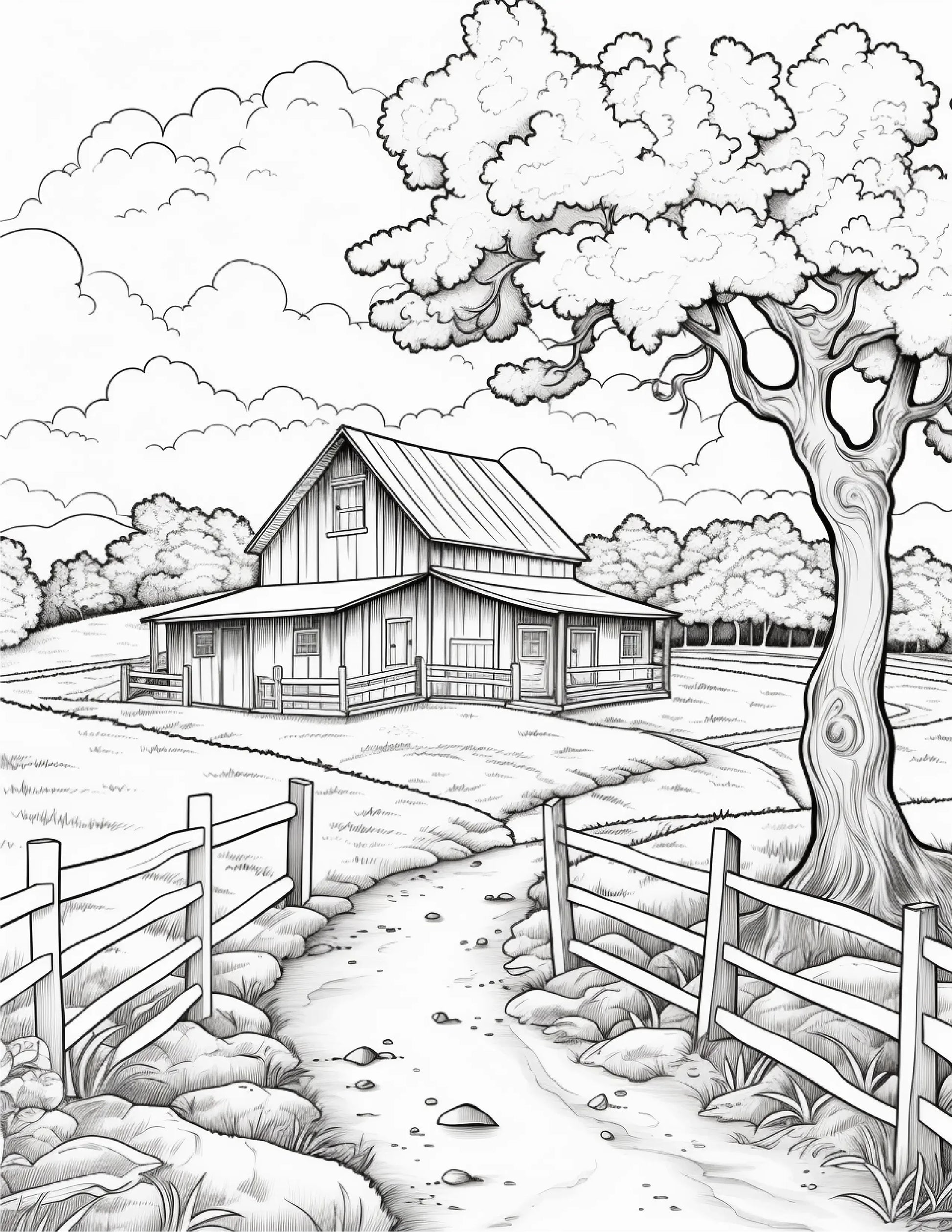 200 Country Farm Coloring Pages for Adults 1-Robs Books