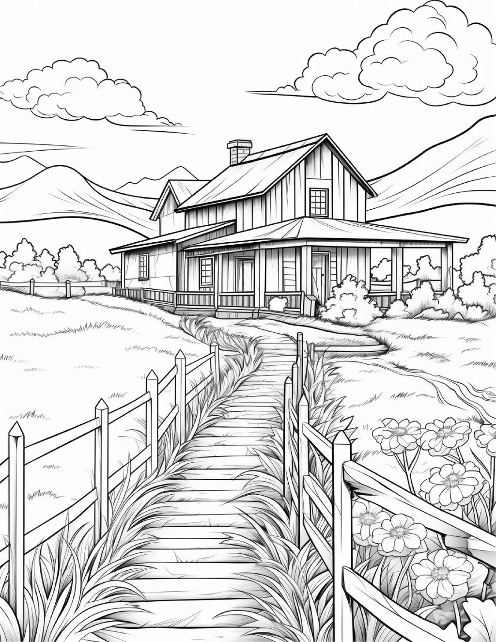200 Country Farm Coloring Pages for Adults 1 - Robs Books
