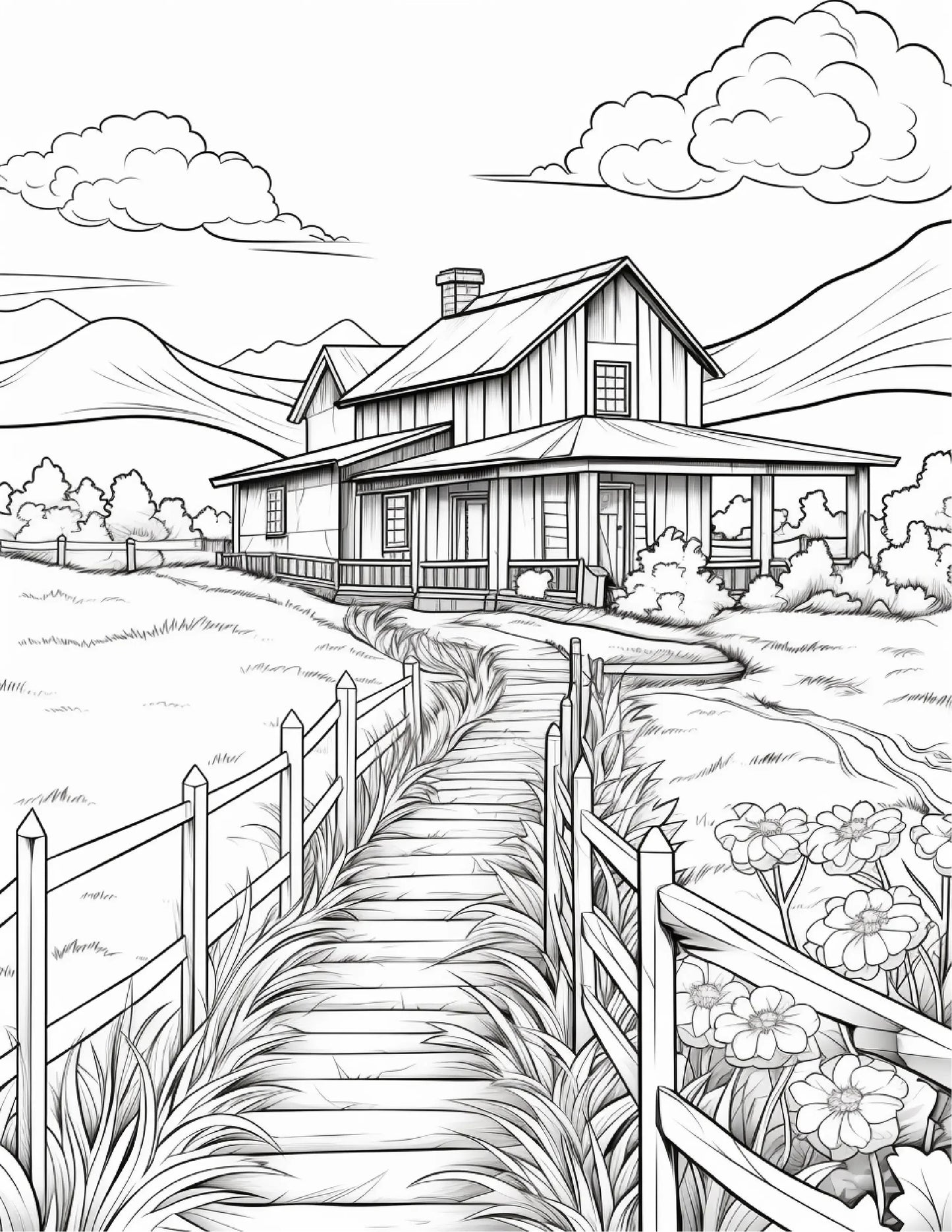 200 Country Farm Coloring Pages for Adults 1-Robs Books