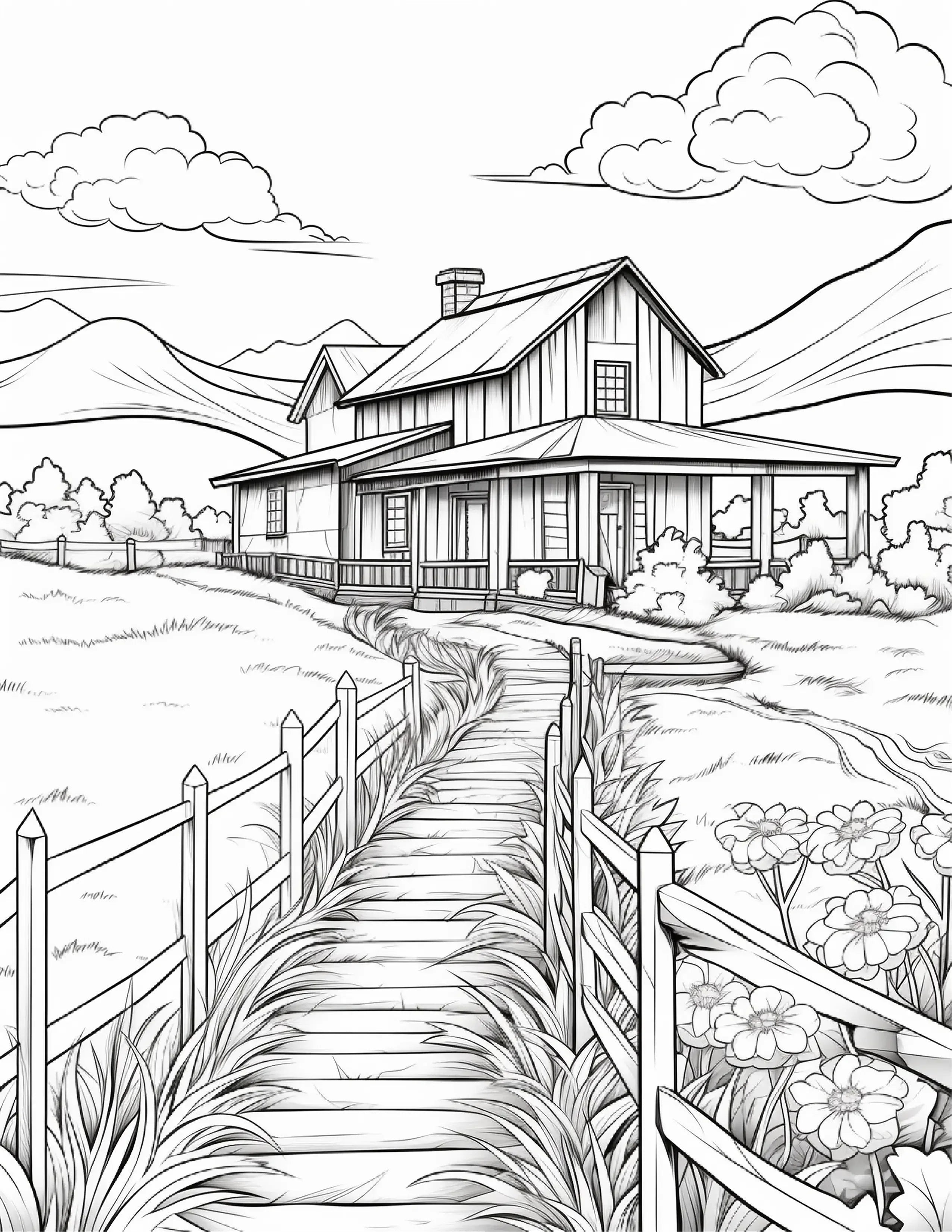 200 Country Farm Coloring Pages for Adults 1 - Robs Books