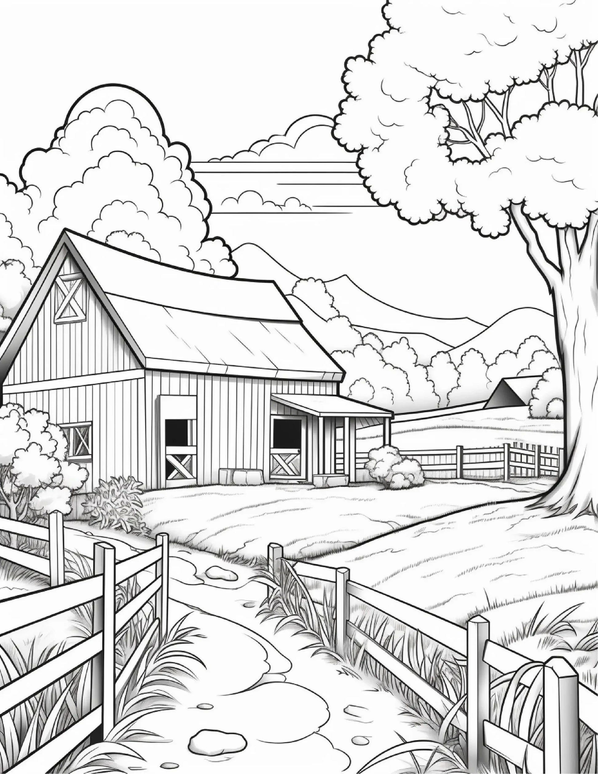 200 Country Farm Coloring Pages for Adults 1-Robs Books