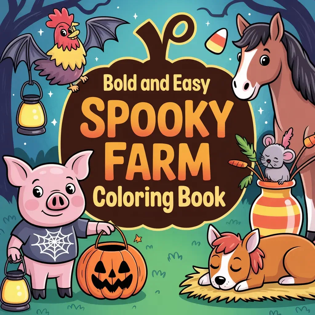 Bold and Easy Spooky Farm Coloring Pages-Robs Books