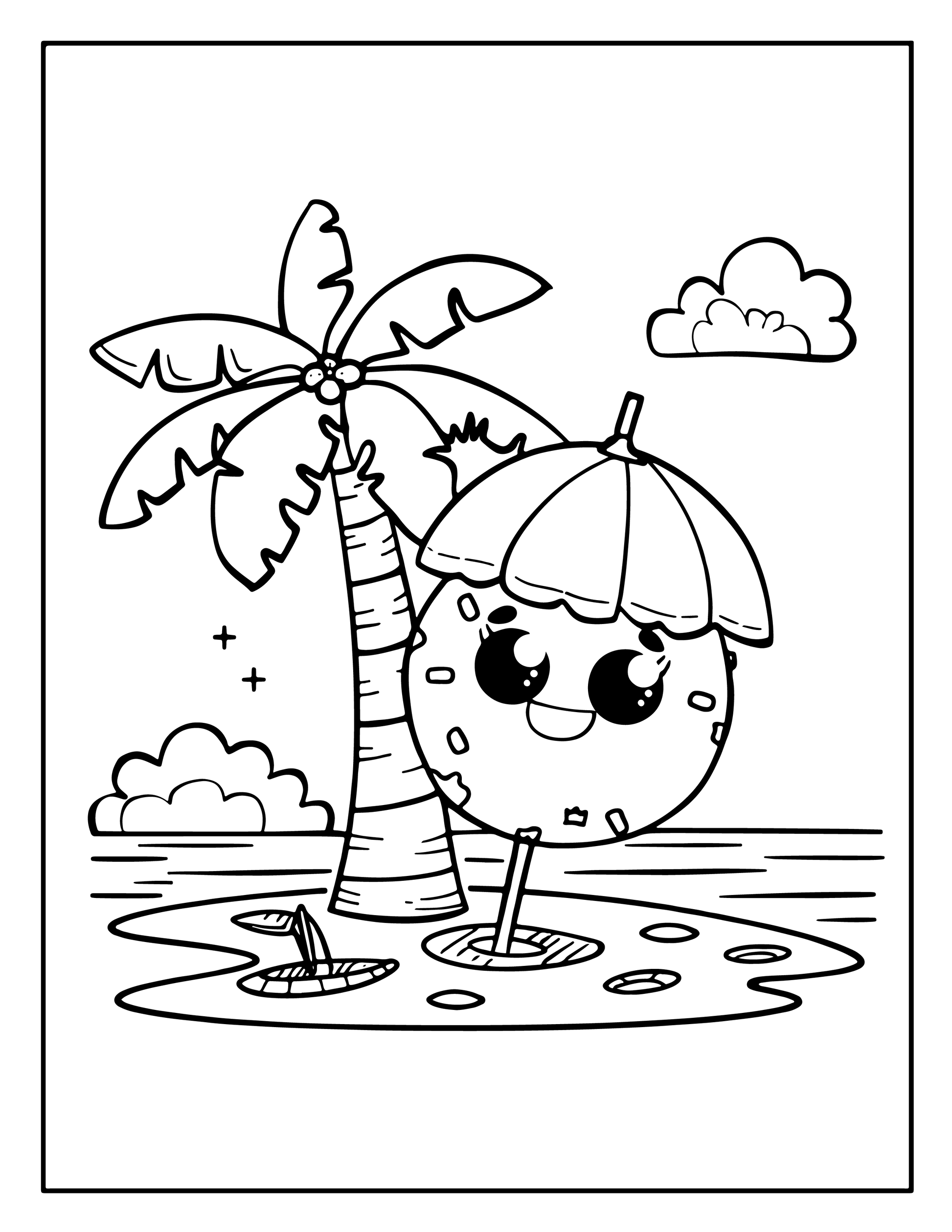 Cute Kawaii Summer Coloring Pages For Kids 1-Robs Books