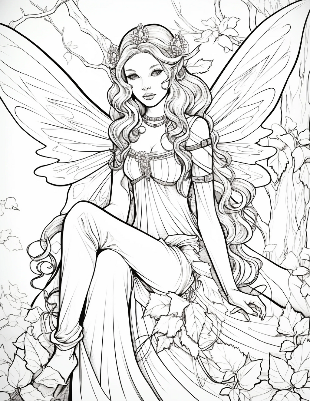 100 Forest Fairy Girl Coloring Pages - Robs Books