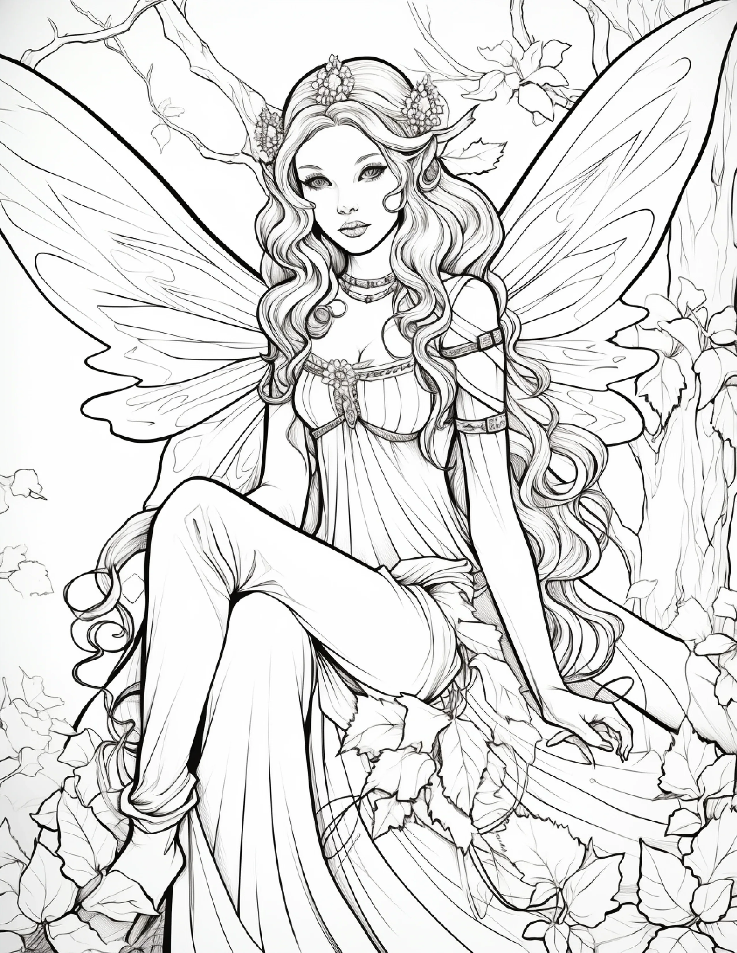 100 Forest Fairy Girl Coloring Pages - Robs Books