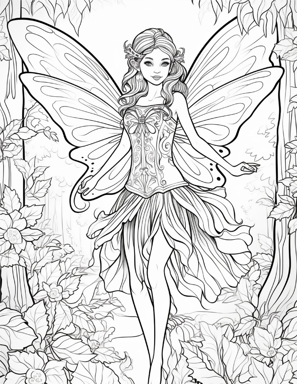 100 Forest Fairy Girl Coloring Pages - Robs Books