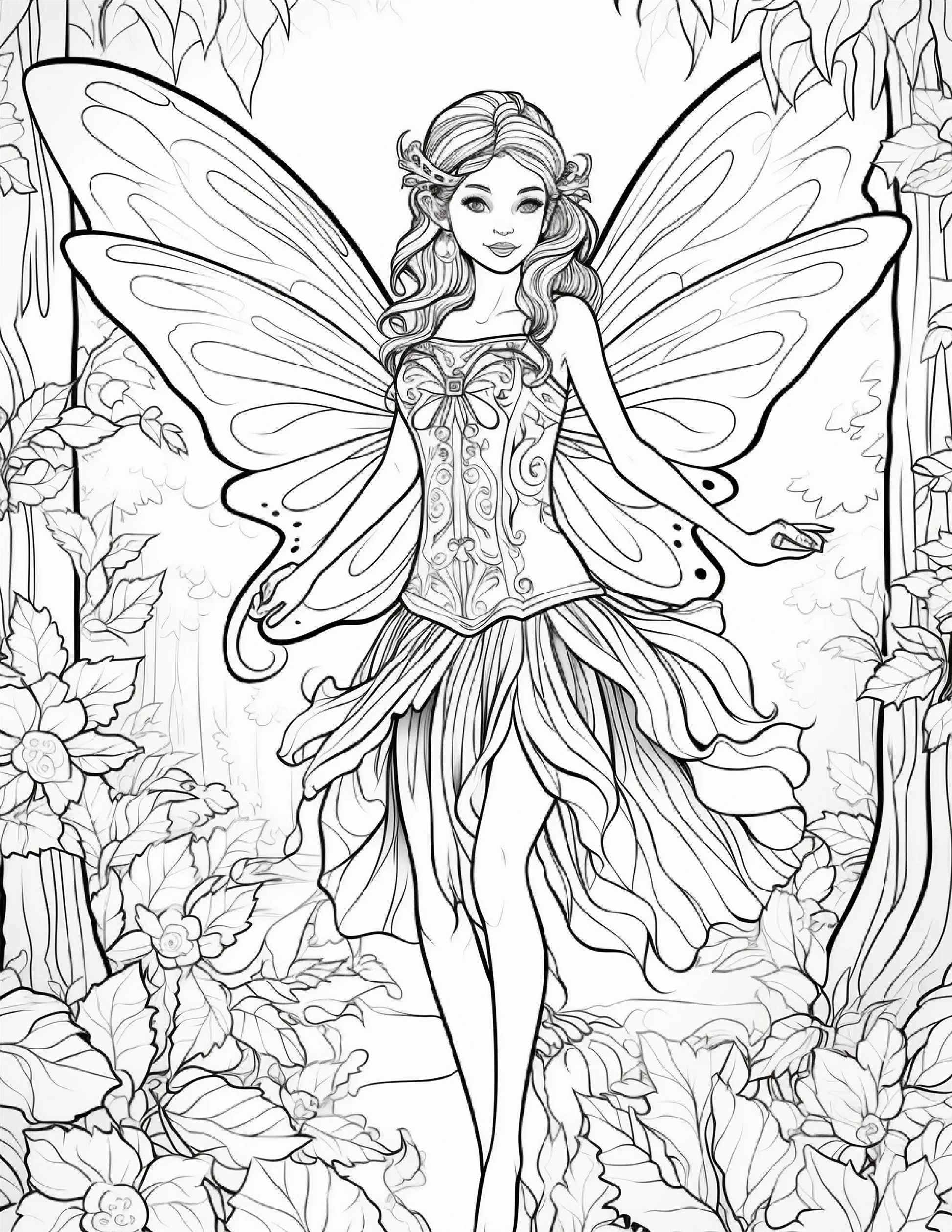 100 Forest Fairy Girl Coloring Pages-Robs Books