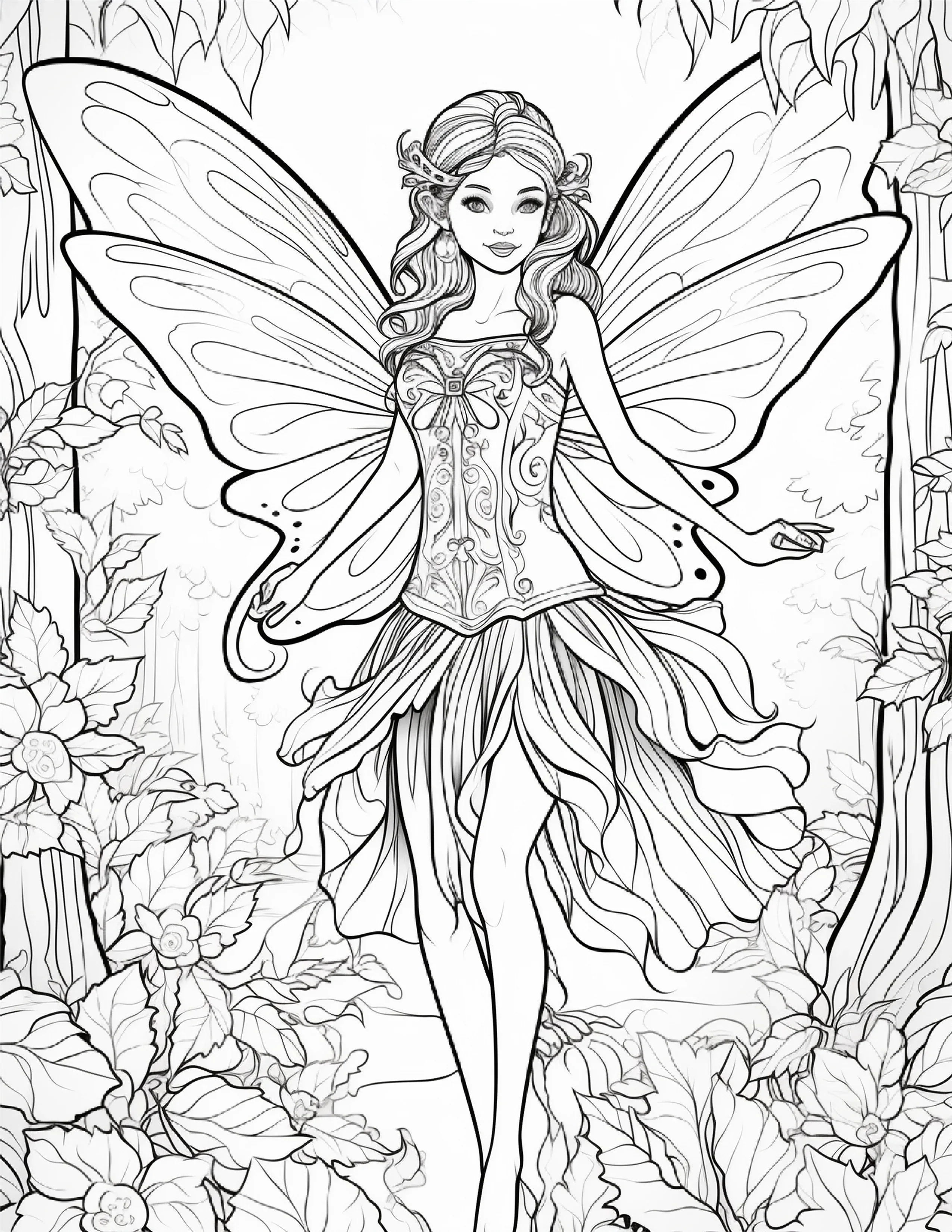 100 Forest Fairy Girl Coloring Pages - Robs Books