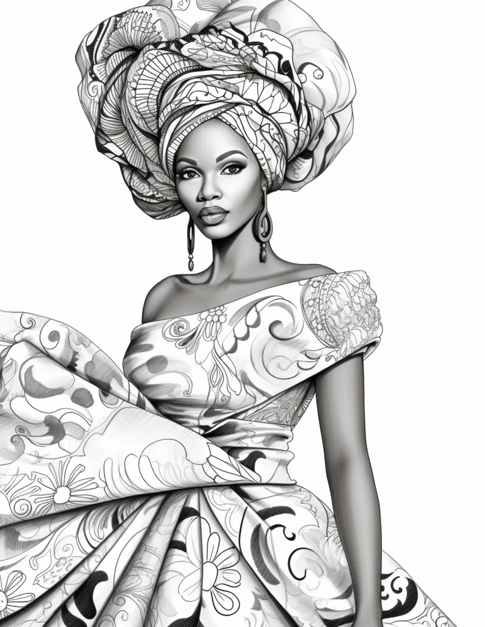 100 African Black Woman Coloring Pages 1-Robs Books