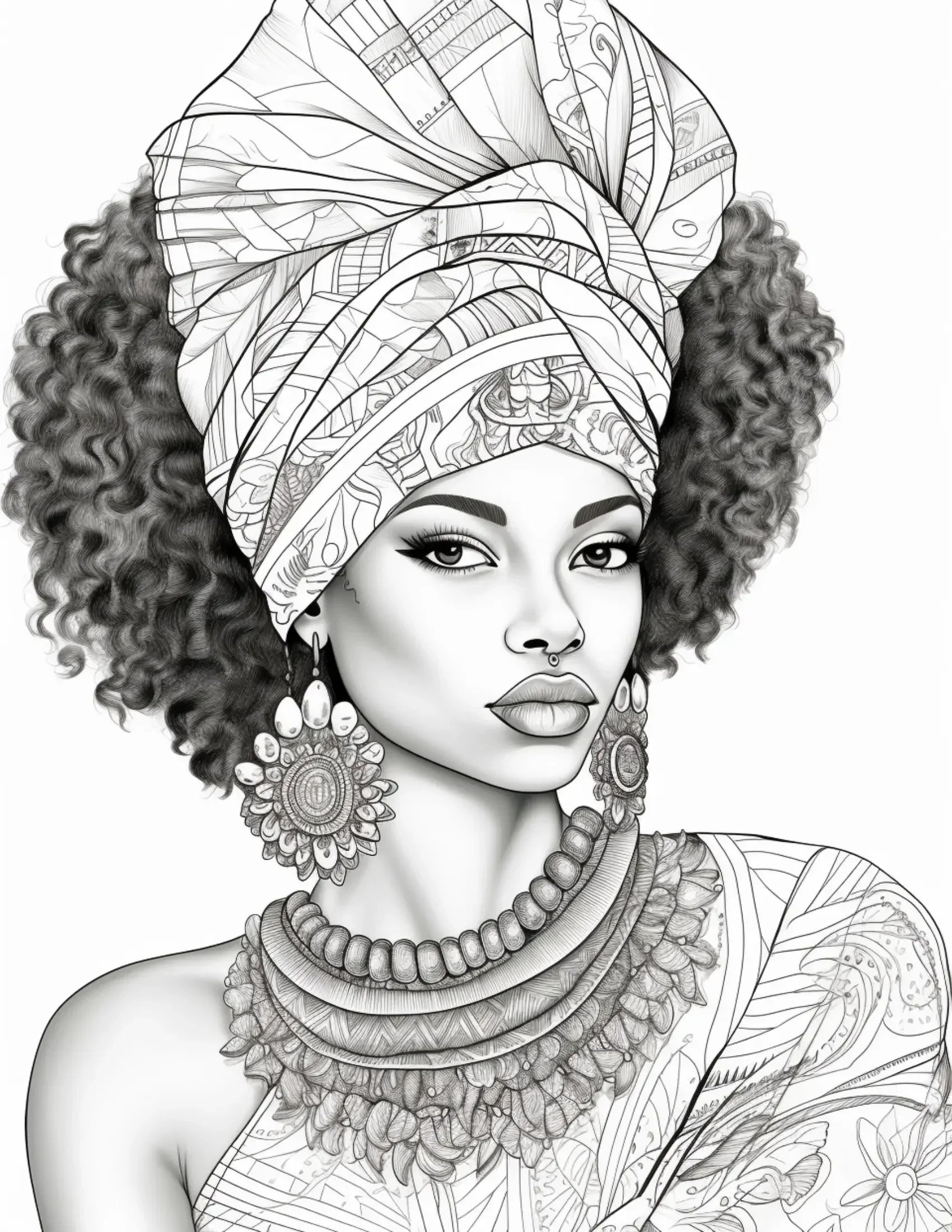 100 African Black Woman Coloring Pages 1-Robs Books