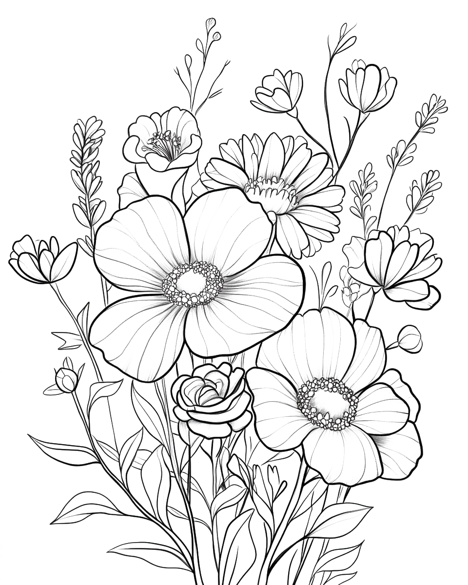 150 Flowers Coloring Pages-Robs Books