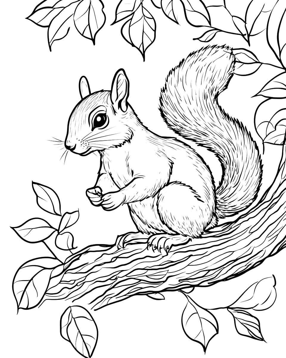 110 Squirrel Coloring Book Pages-Robs Books