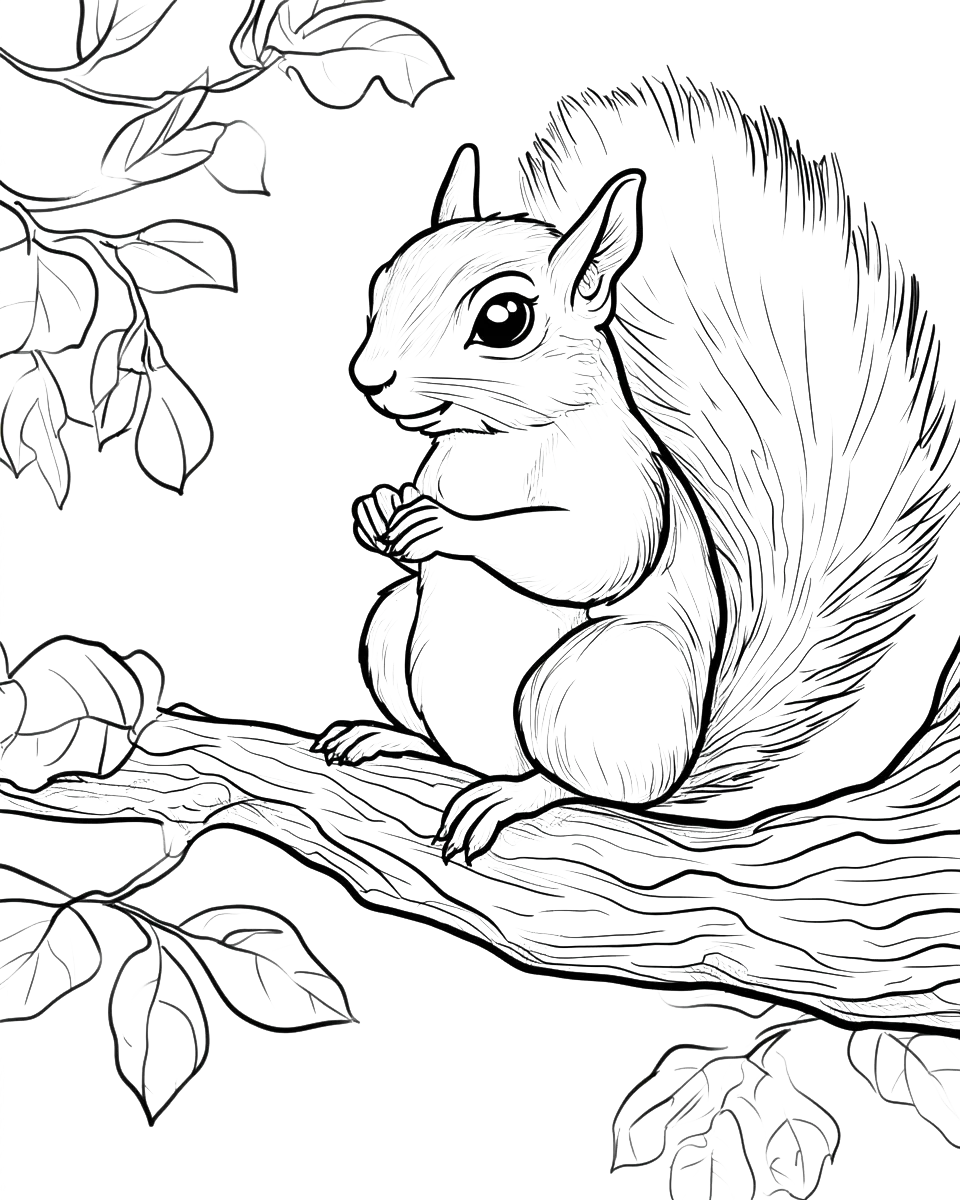 110 Squirrel Coloring Book Pages-Robs Books