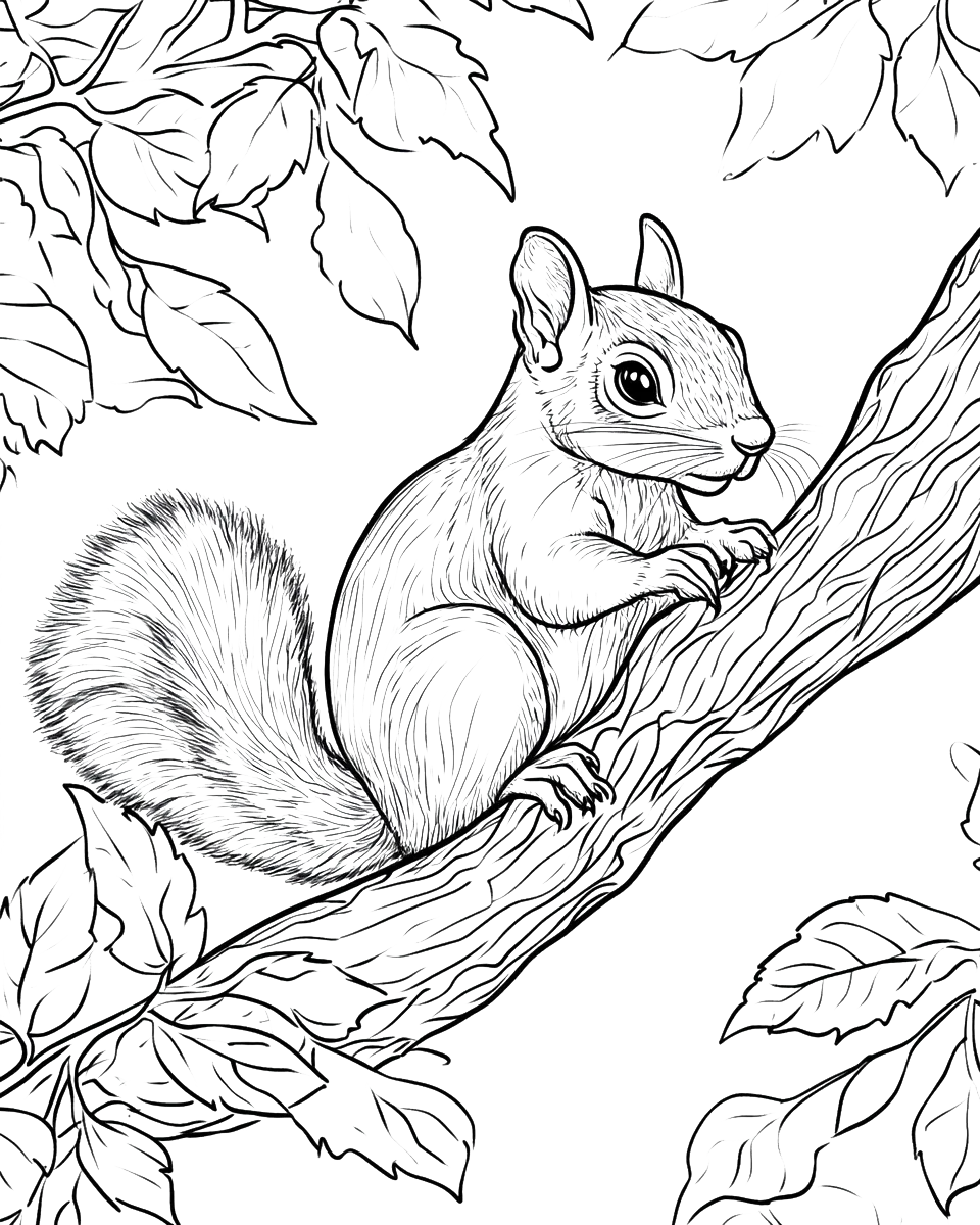 110 Squirrel Coloring Book Pages-Robs Books