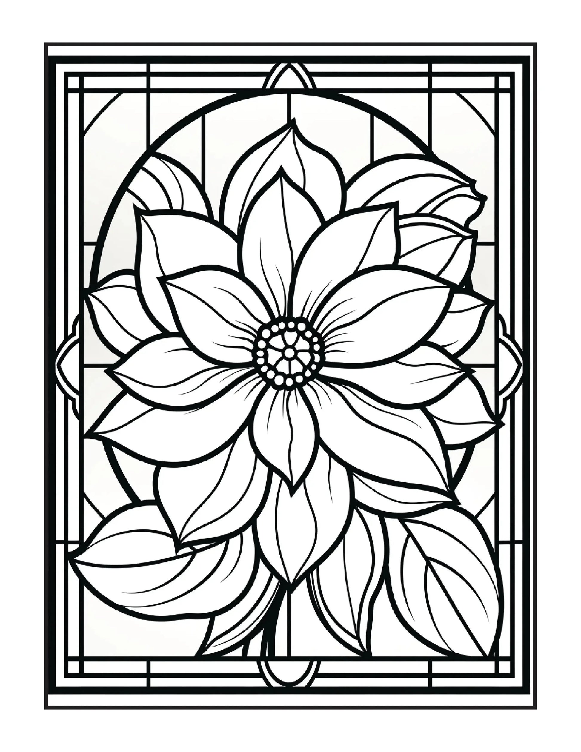 220 Stained Glass Flower Coloring Pages-Robs Books