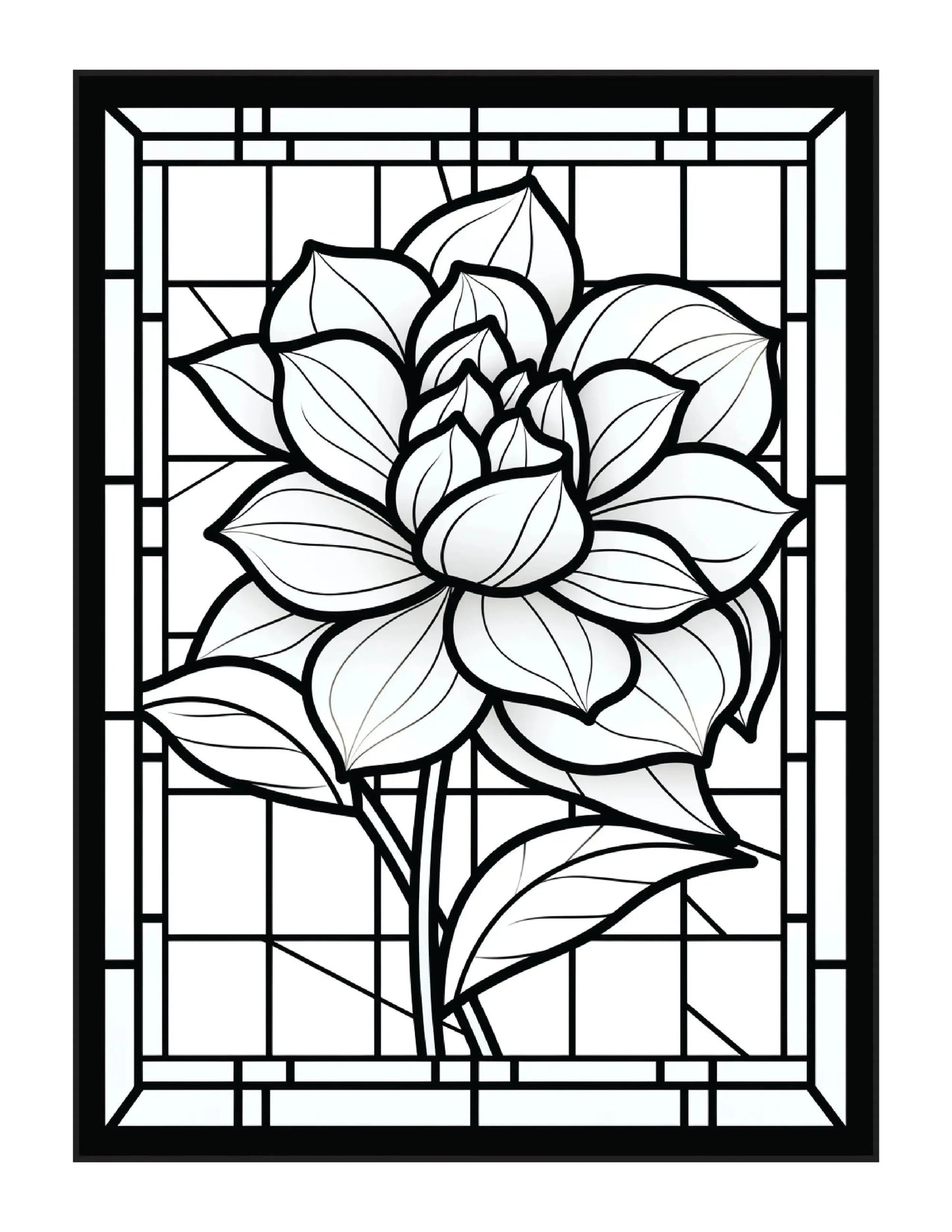 220 Stained Glass Flower Coloring Pages-Robs Books