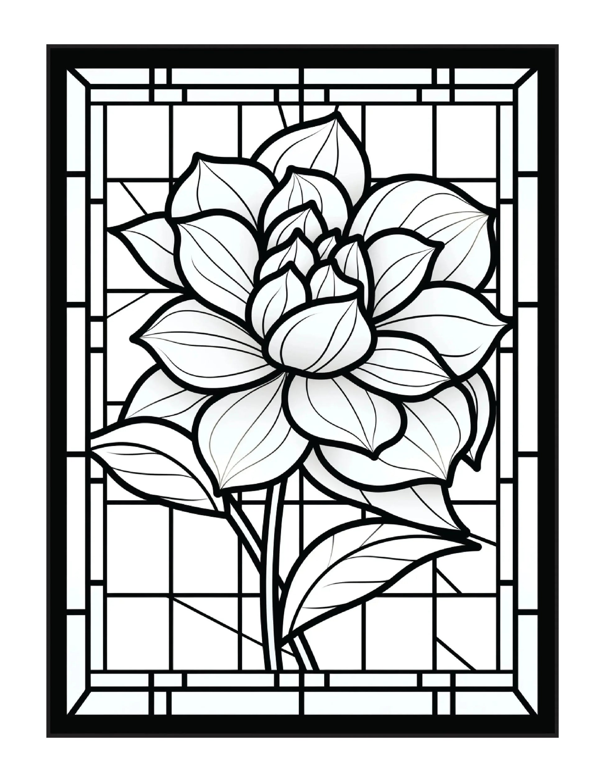 220 Stained Glass Flower Coloring Pages-Robs Books