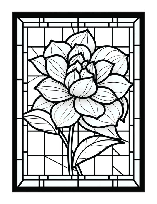 220 Stained Glass Flower Coloring Pages-Robs Books