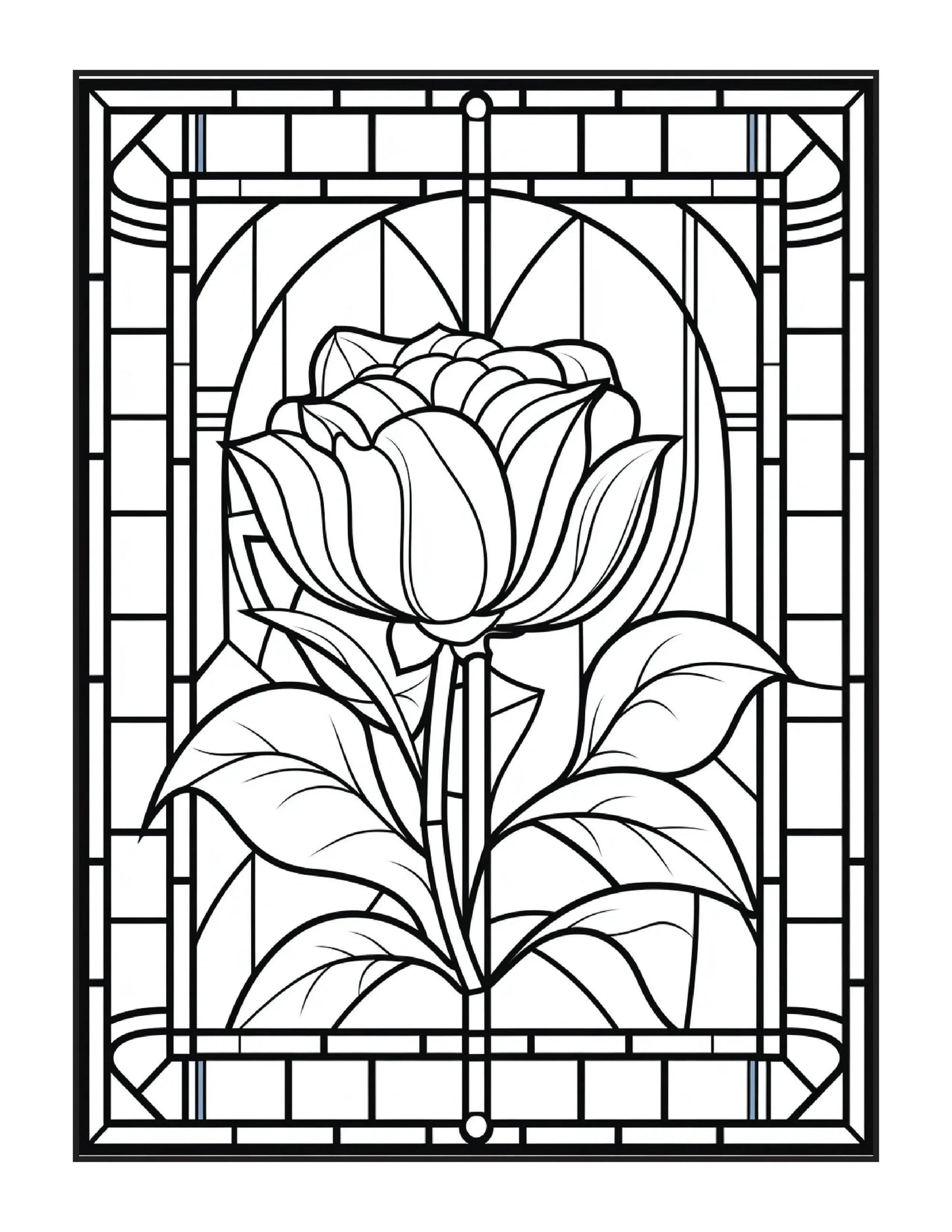 220 Stained Glass Flower Coloring Pages-Robs Books