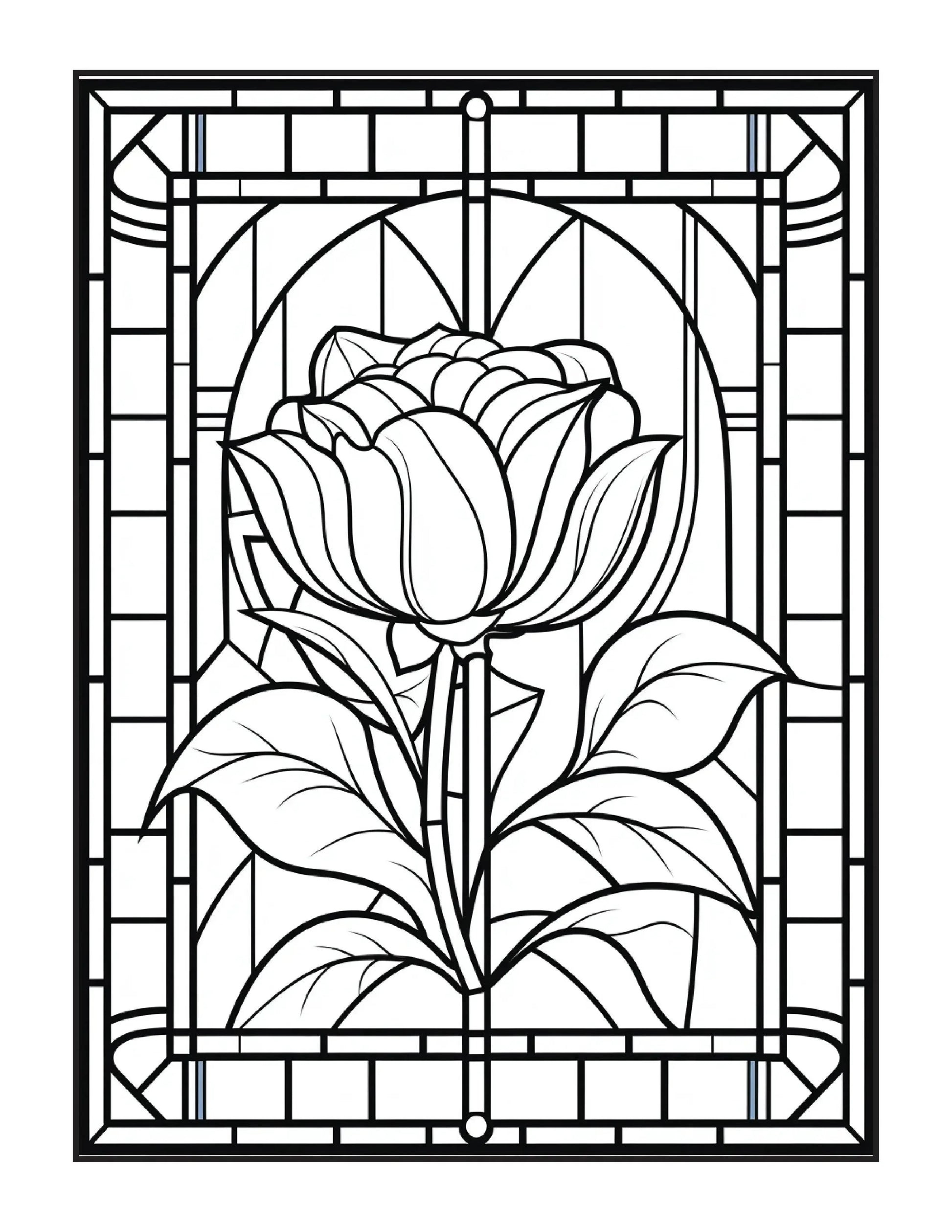 220 Stained Glass Flower Coloring Pages-Robs Books