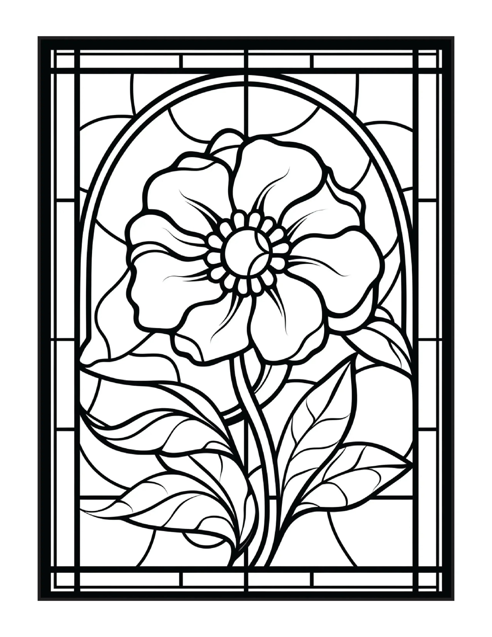 220 Stained Glass Flower Coloring Pages-Robs Books