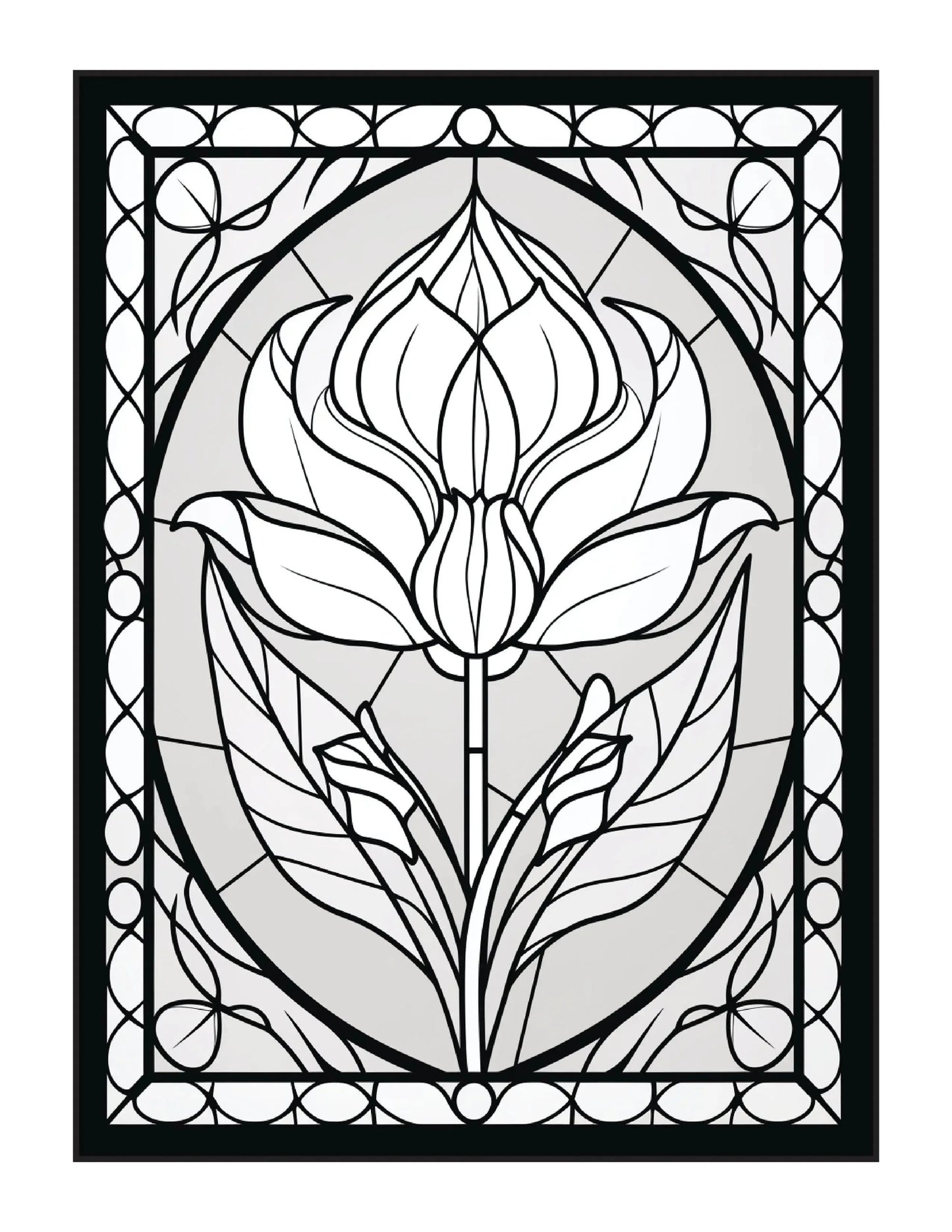 220 Stained Glass Flower Coloring Pages-Robs Books