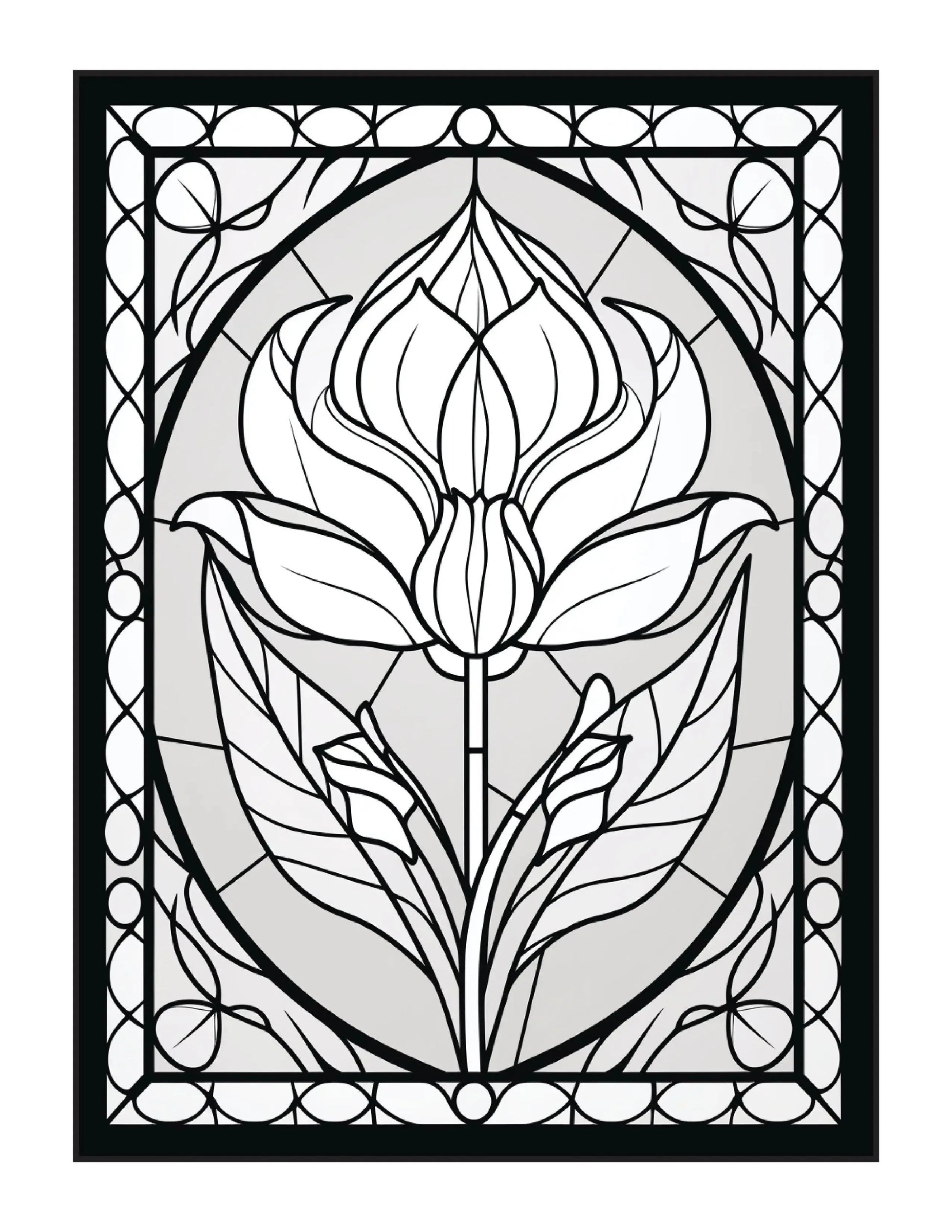 220 Stained Glass Flower Coloring Pages-Robs Books