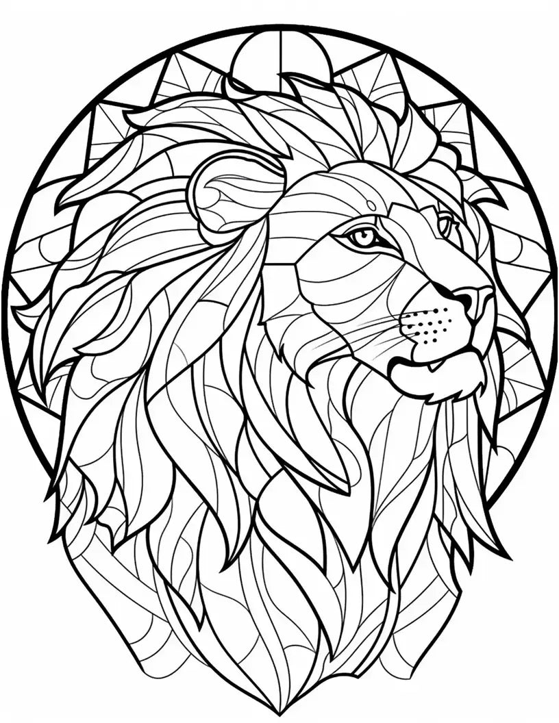 100 Animals Stained Glass Coloring Pages-Robs Books
