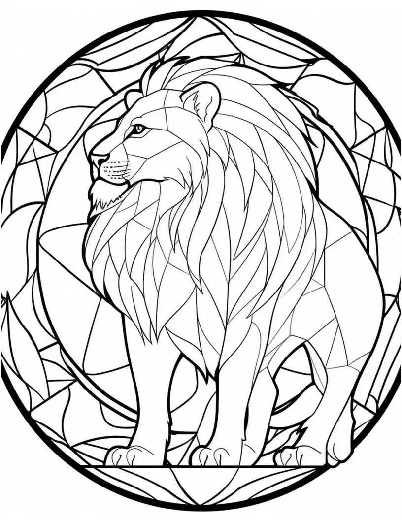 100 Animals Stained Glass Coloring Pages-Robs Books