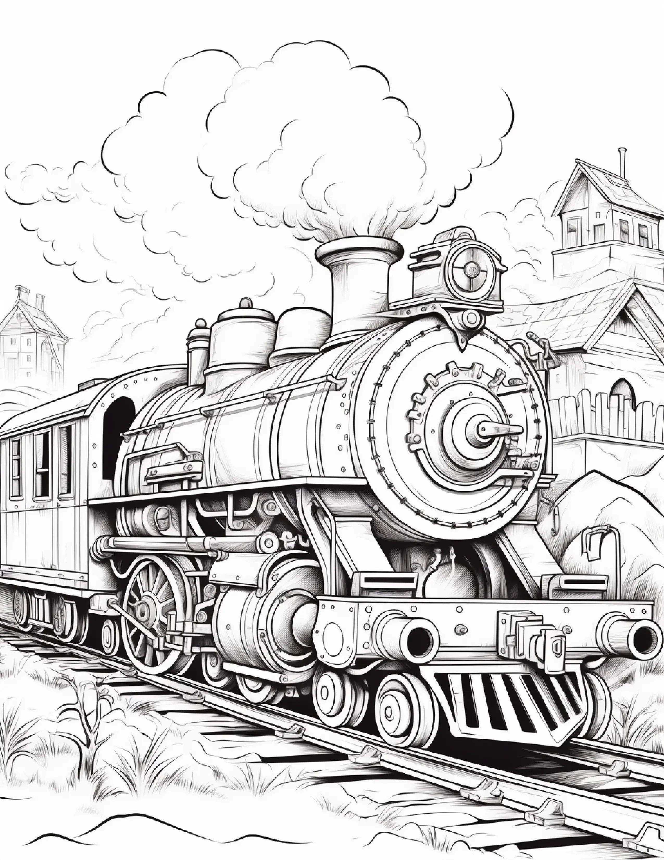 100 Steampunk Train Coloring Pages 1 - Robs Books