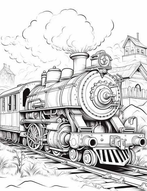 100 Steampunk Train Coloring Pages 1 - Robs Books