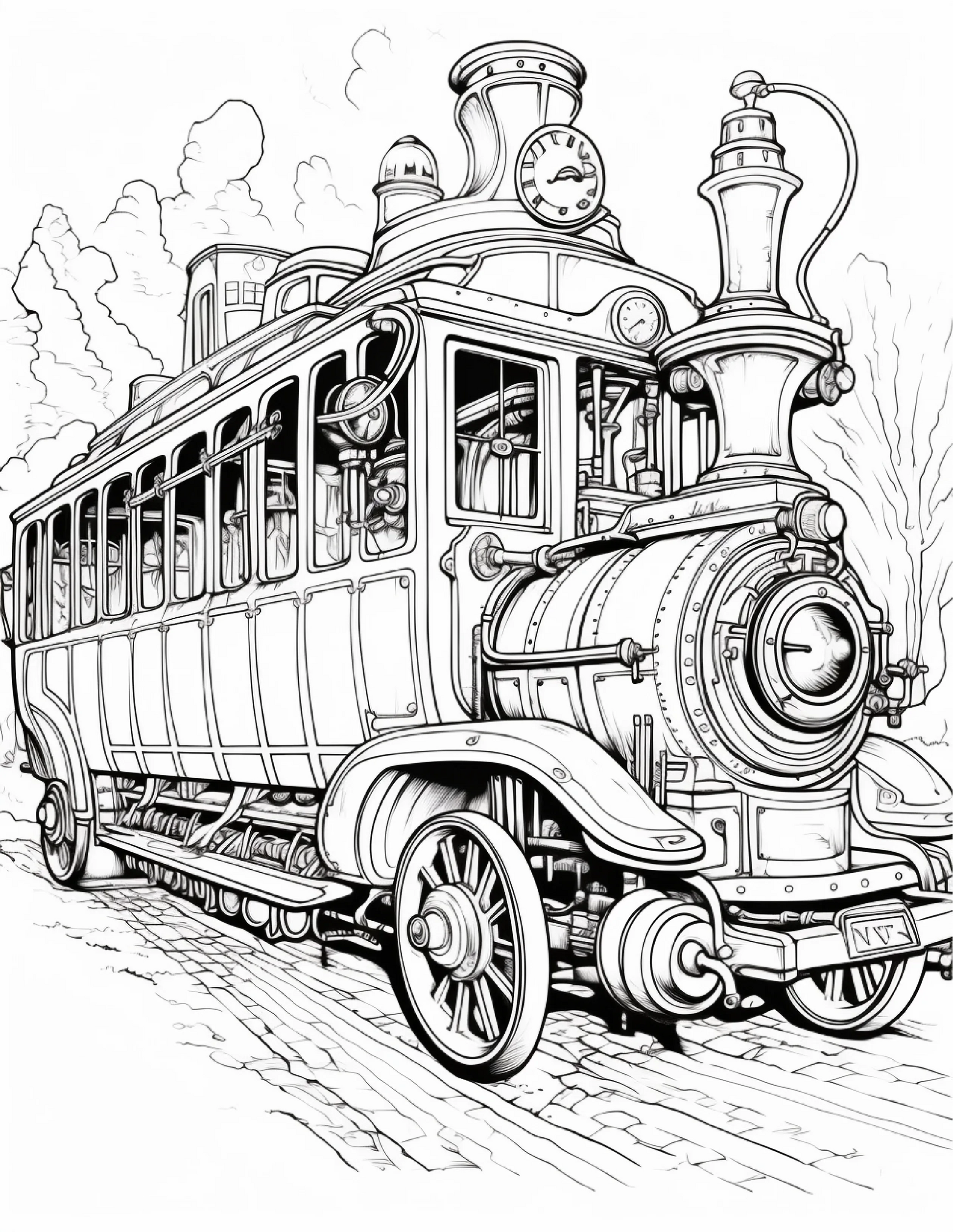 100 Steampunk Bus Coloring Pages 1-Robs Books