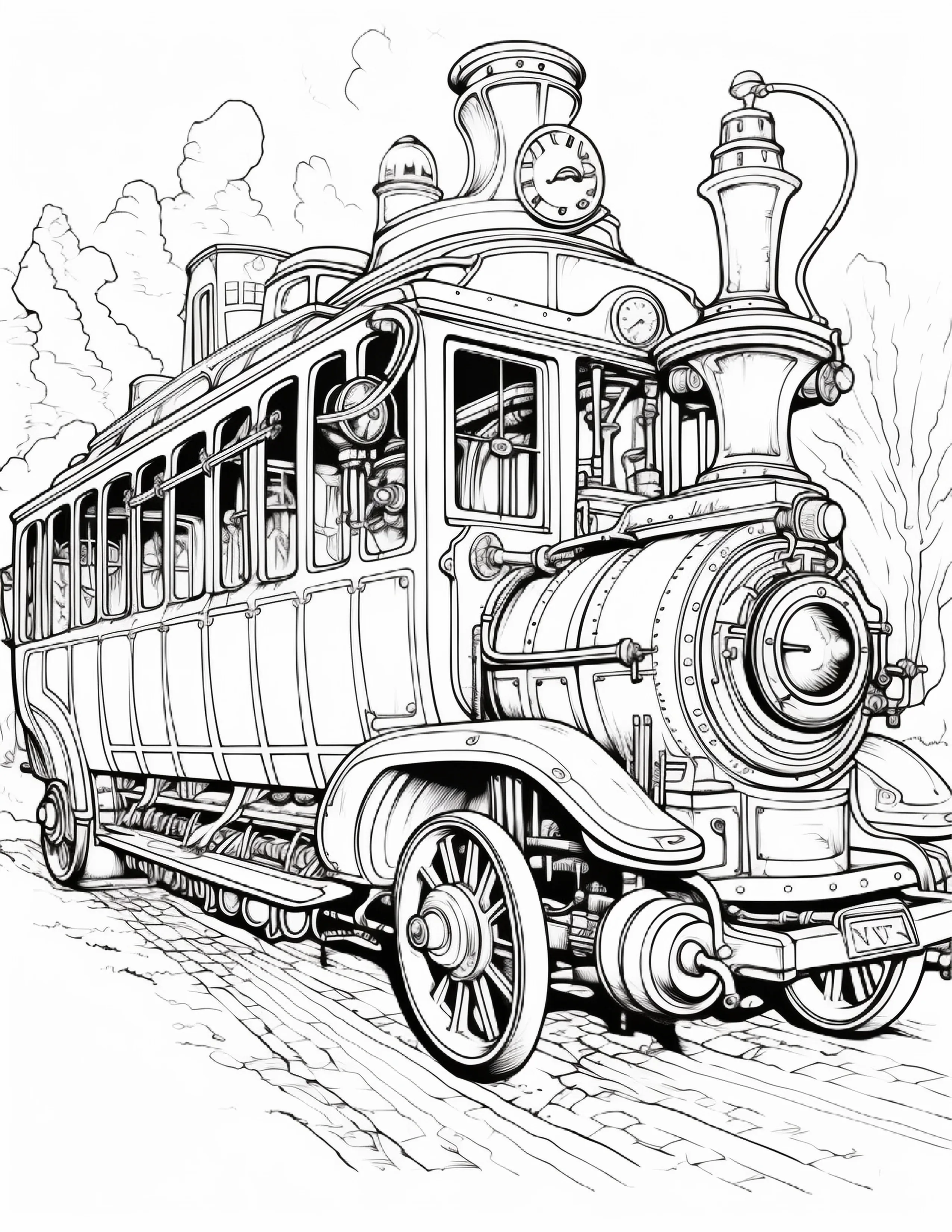 100 Steampunk Bus Coloring Pages 1 - Robs Books
