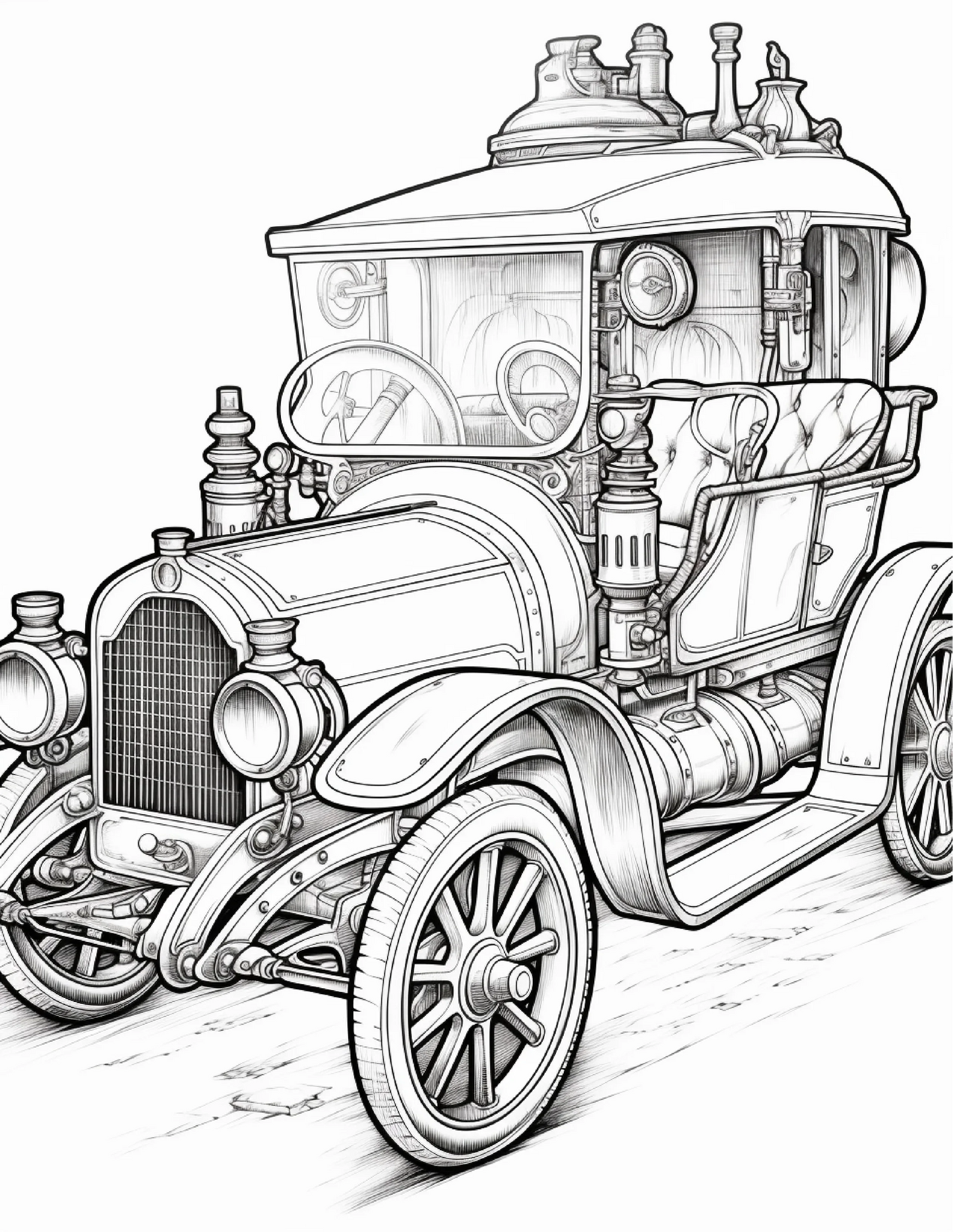 100 Steampunk Car Coloring Pages-Robs Books