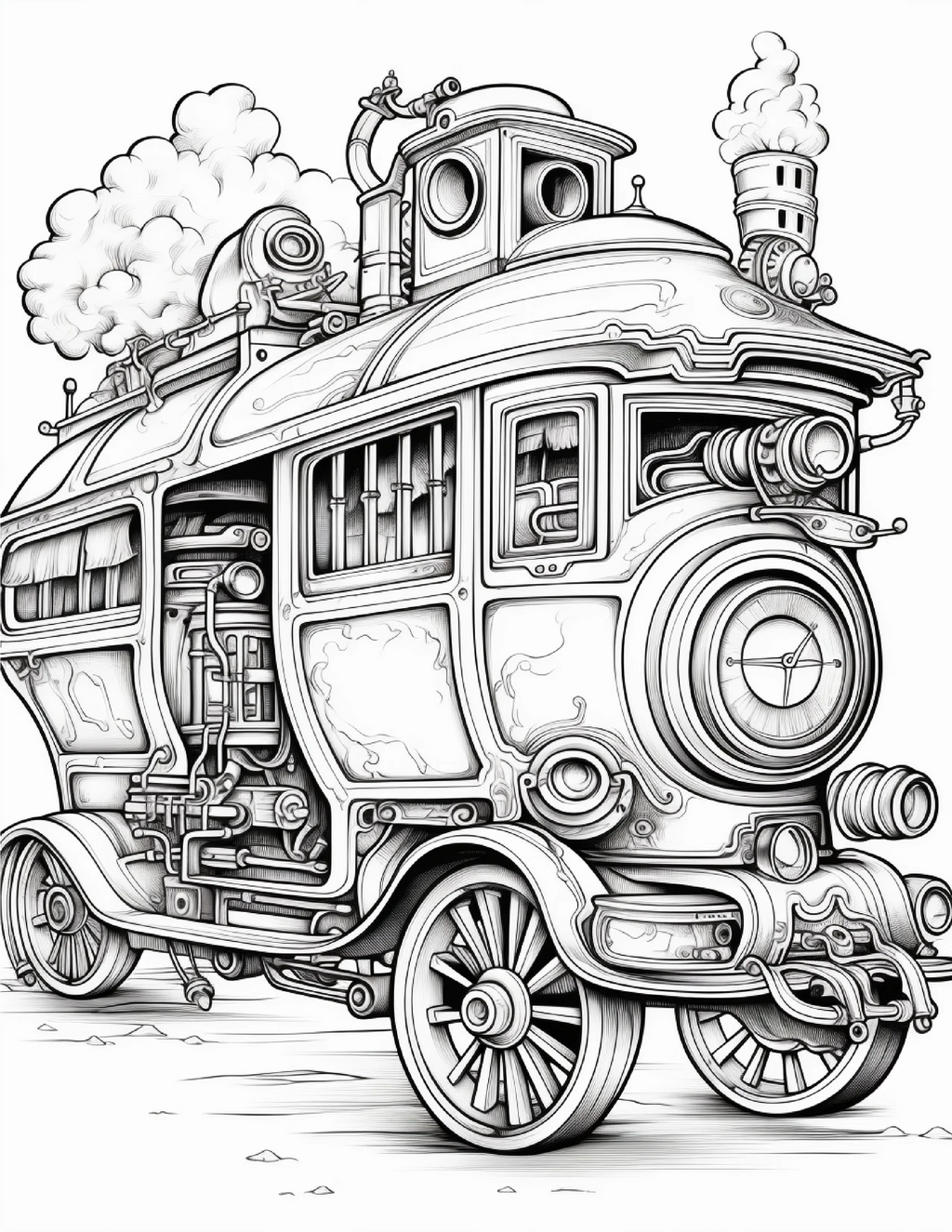 100 Steampunk Bus Coloring Pages 1 - Robs Books