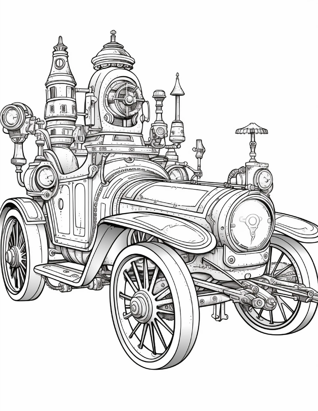 100 Steampunk Car Coloring Pages - Robs Books
