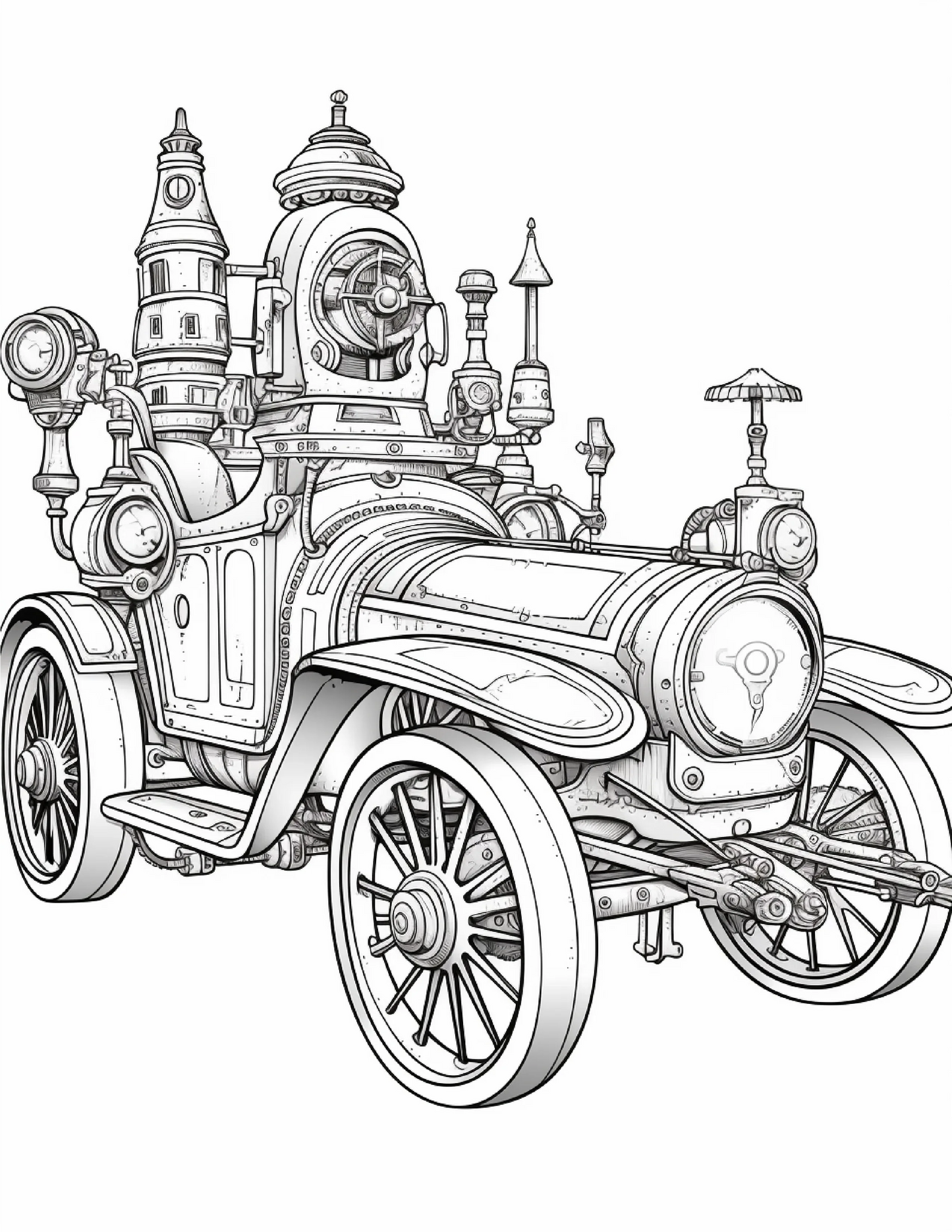 100 Steampunk Car Coloring Pages-Robs Books