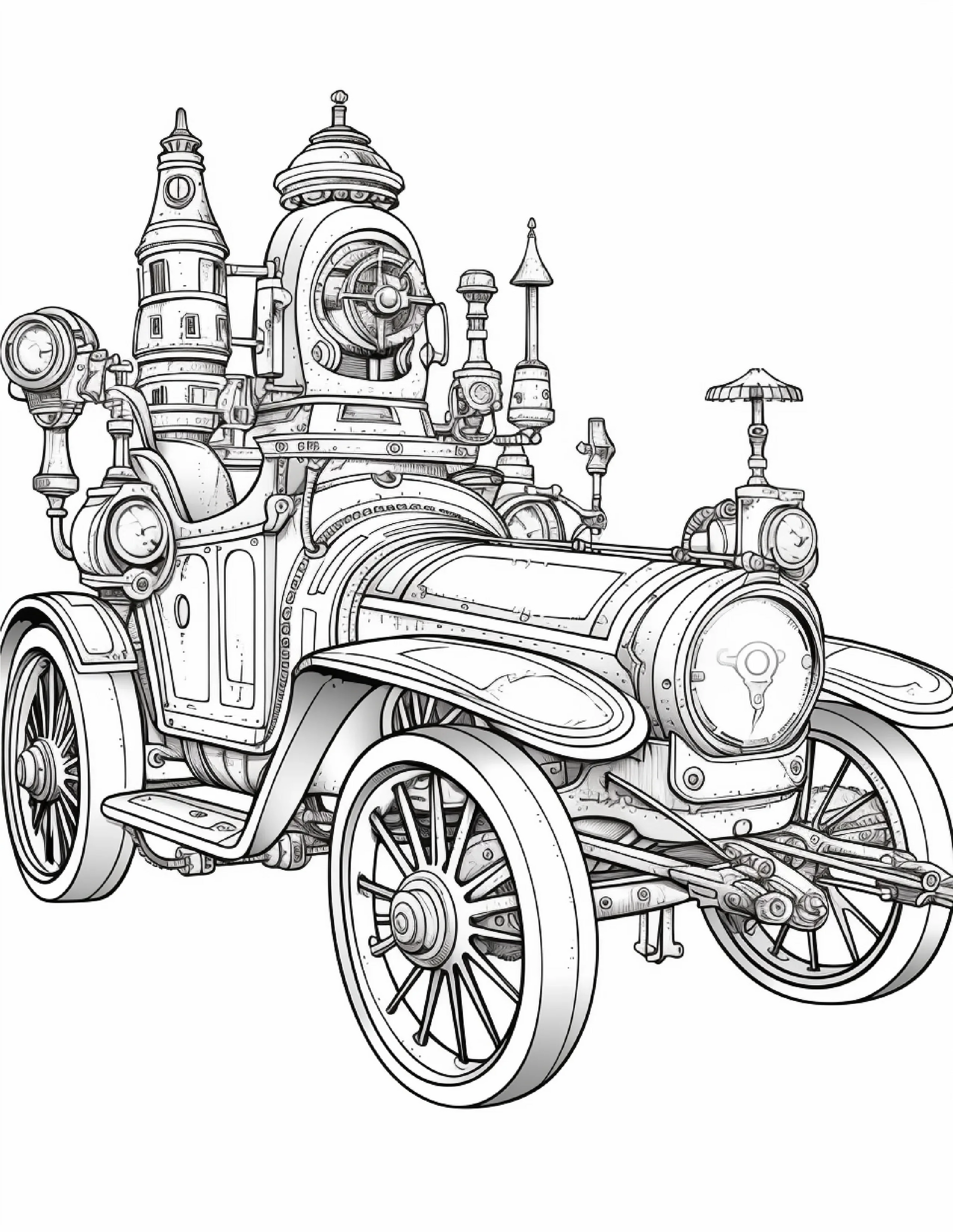 100 Steampunk Car Coloring Pages-Robs Books
