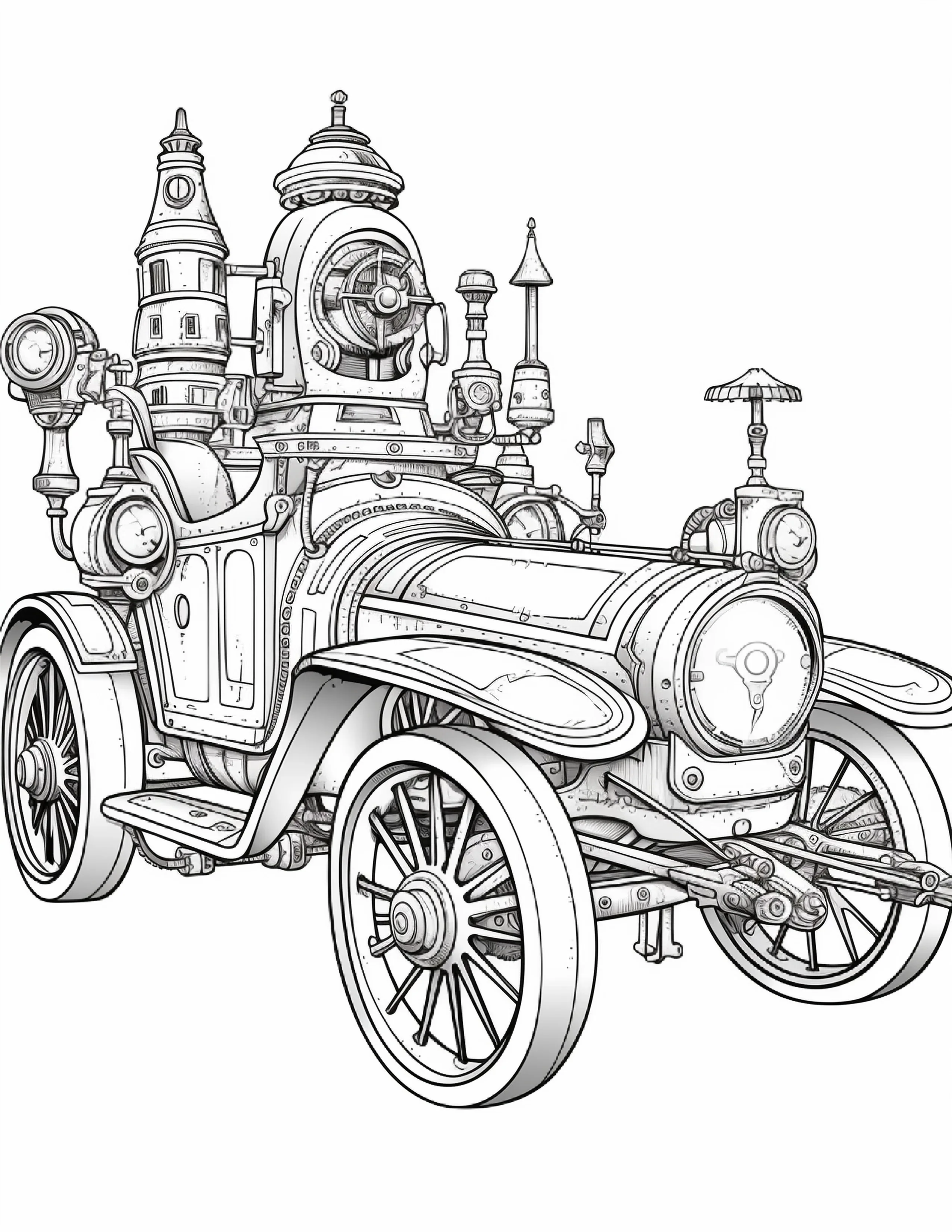 100 Steampunk Car Coloring Pages - Robs Books