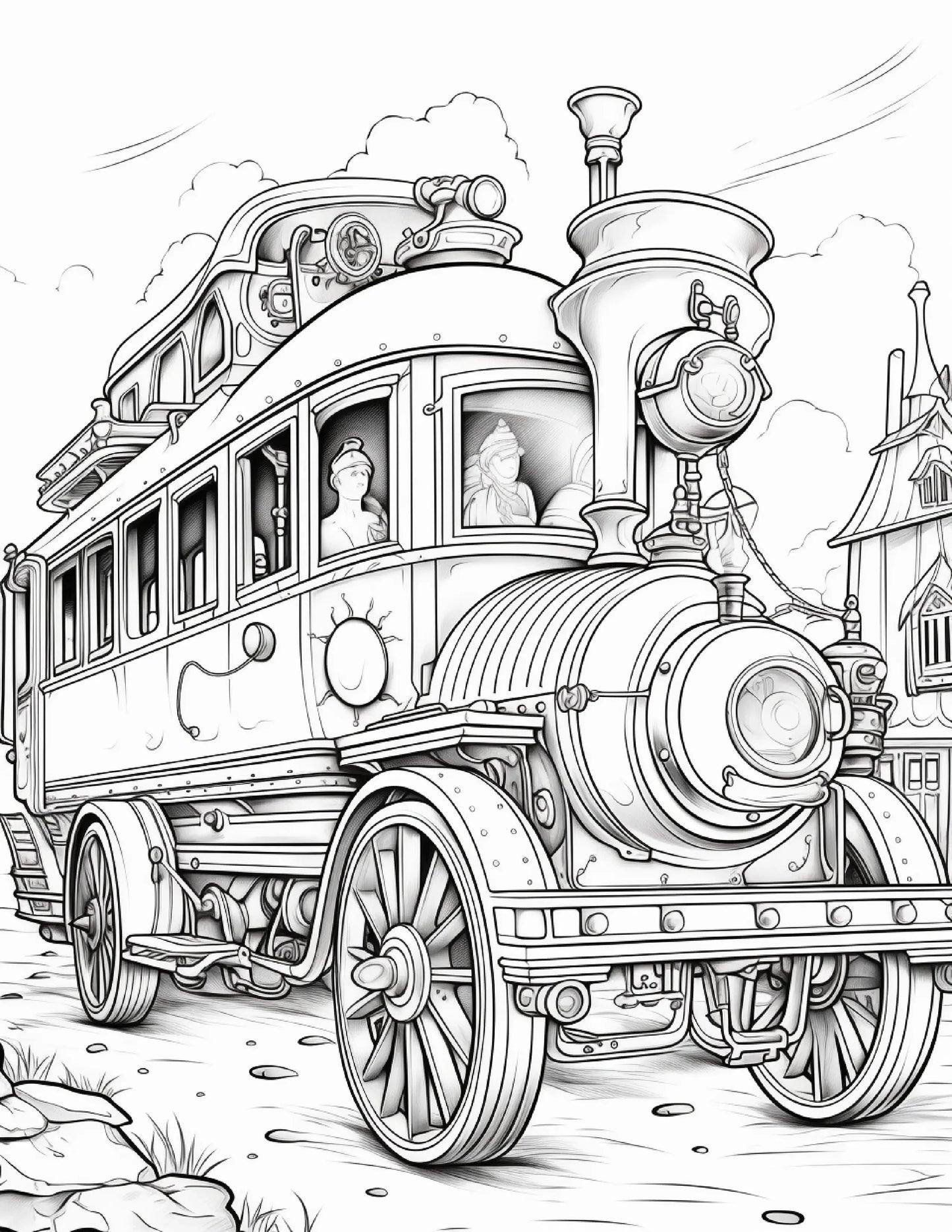 100 Steampunk Bus Coloring Pages 1-Robs Books