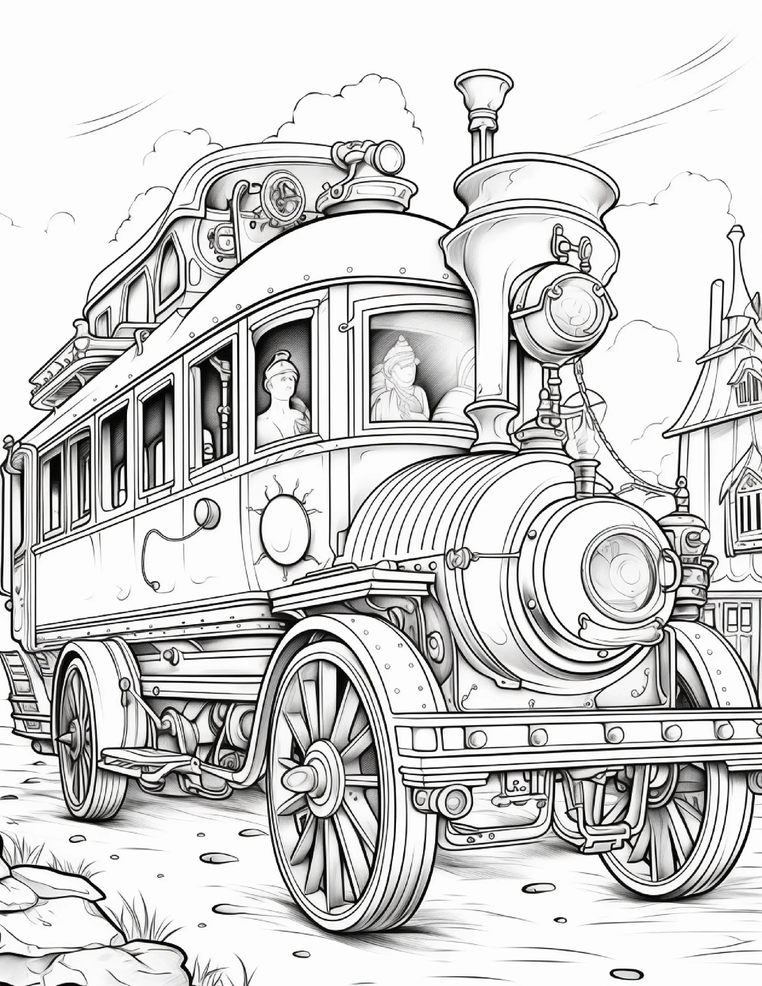100 Steampunk Bus Coloring Pages 1 - Robs Books